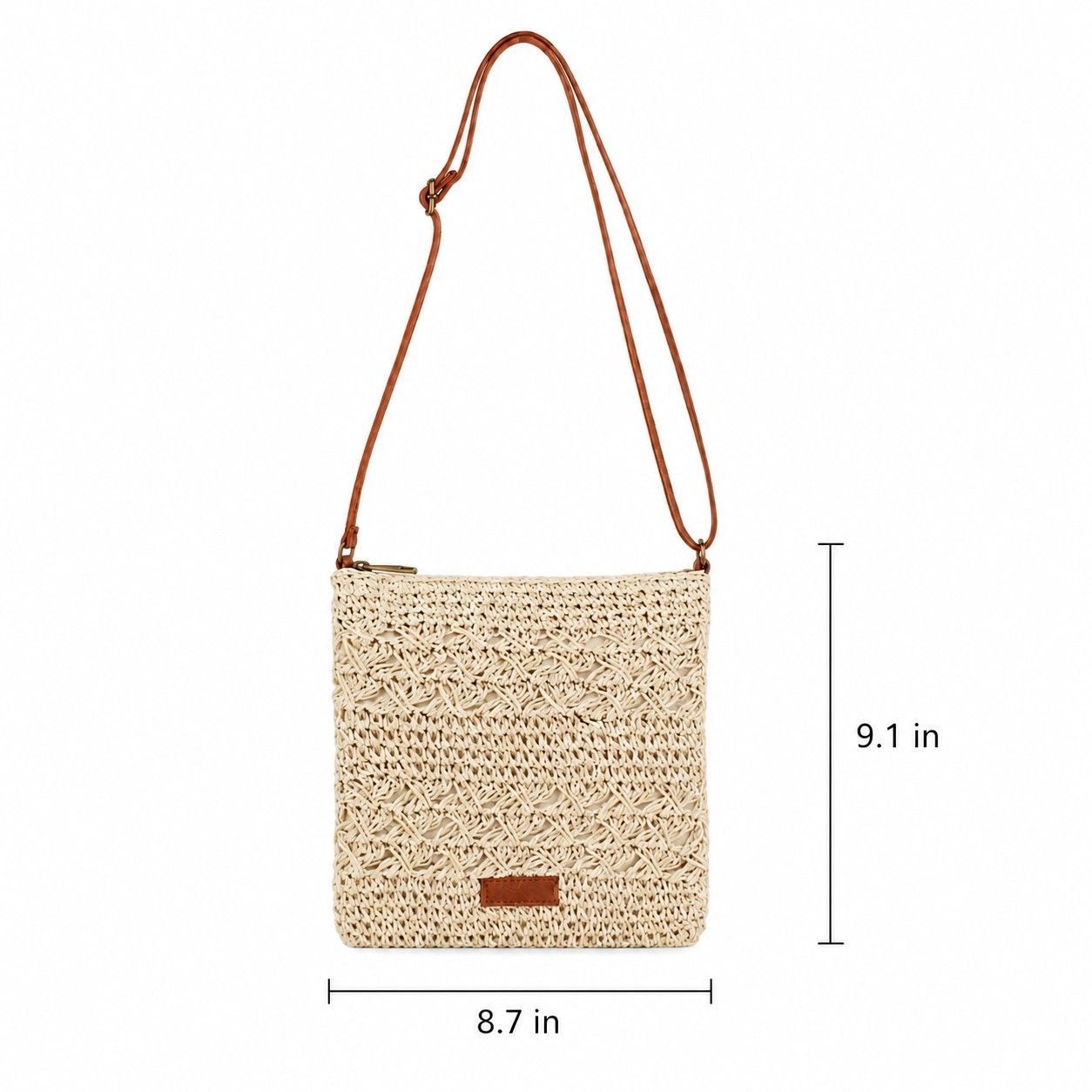 Alilang Women's Textured Woven Crossbody Bag with Adjustable Strap Zip Closure and Slip Pocket, Khaki