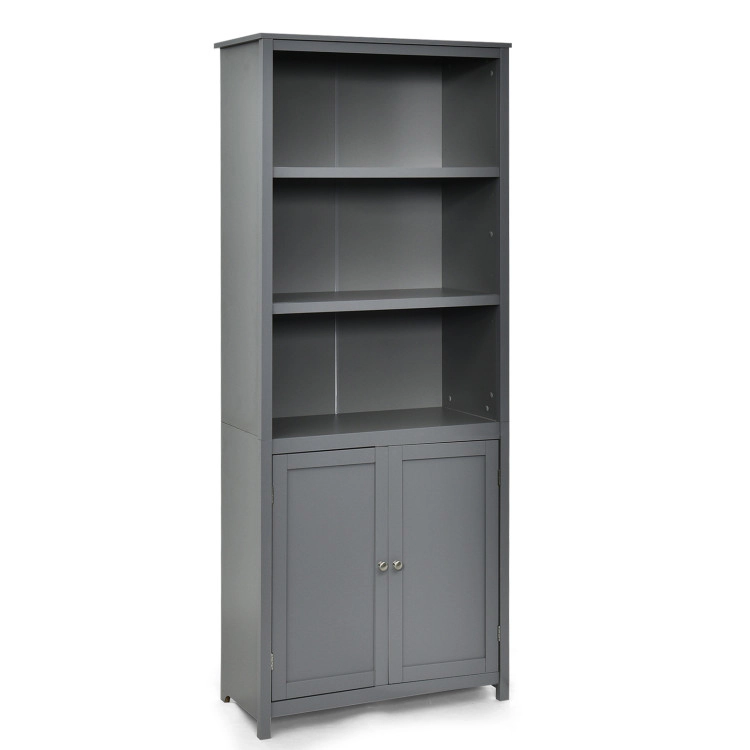 Hivvago Bookcase Shelving Storage Wooden Cabinet Unit Standing Display Bookcase with Doors