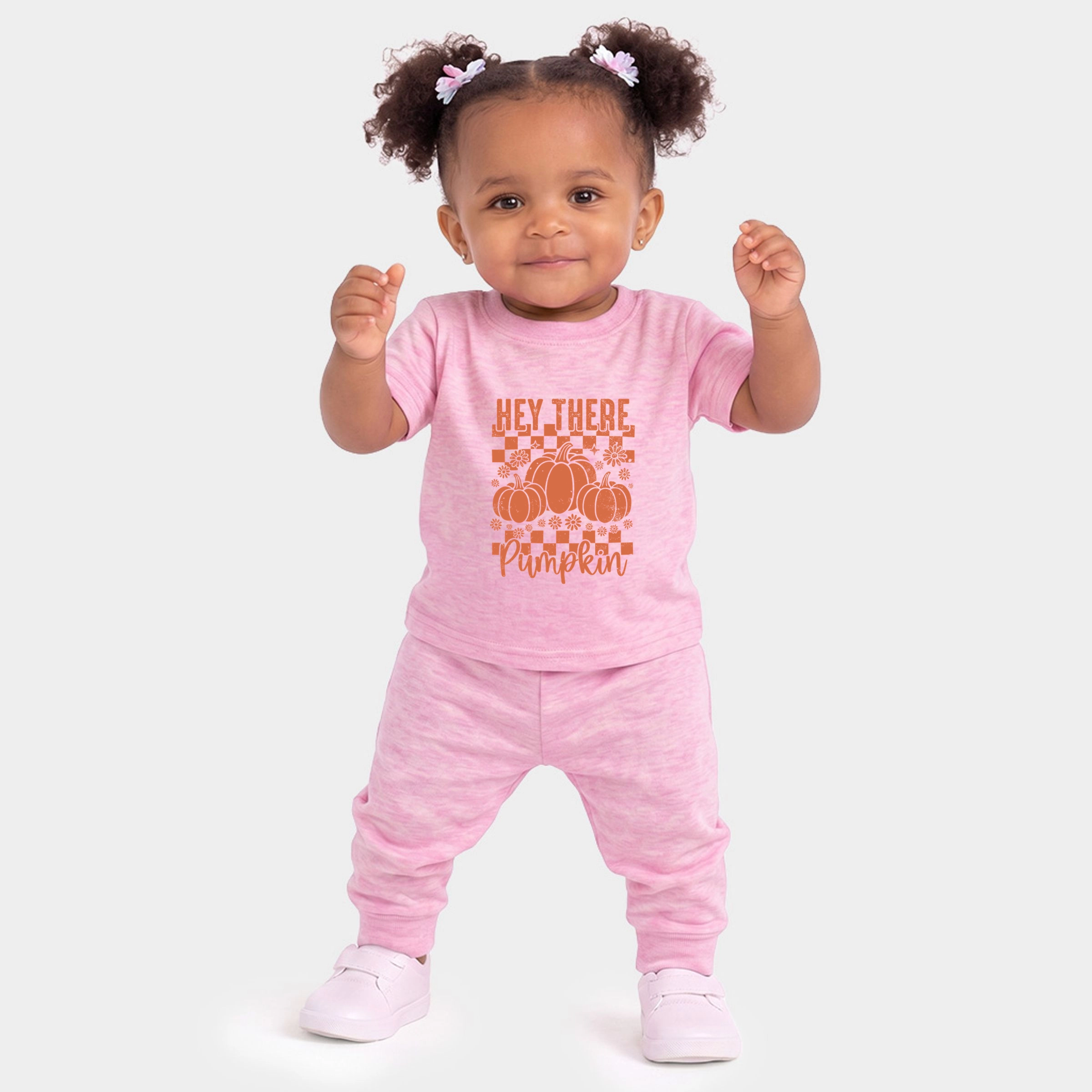The Juniper Shop - Infant Jogger Pant Crew Set Hey There Pumpkin Checkered