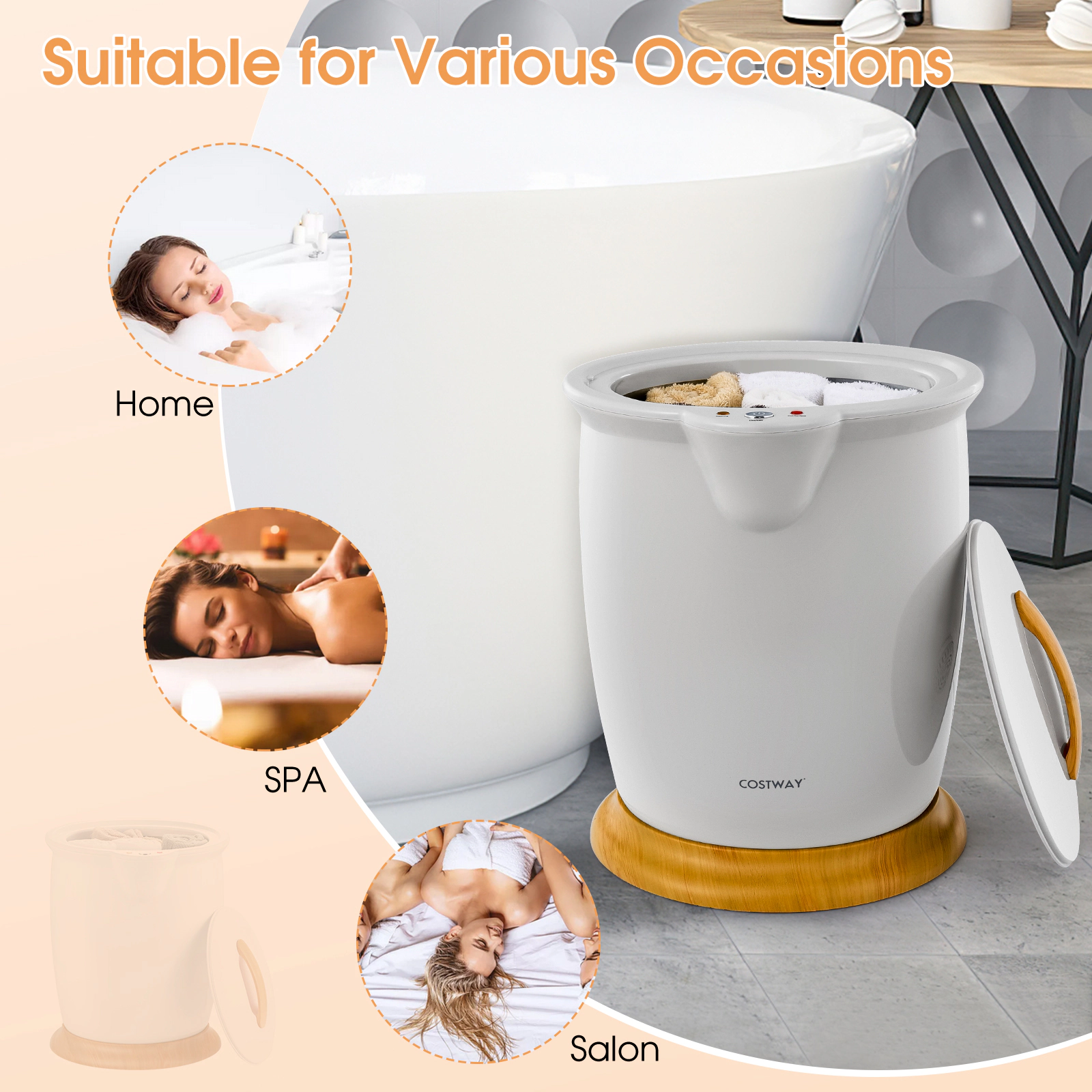 LJG Towel Warmer Bucket with Fragrance Holder and Auto Shut-Off