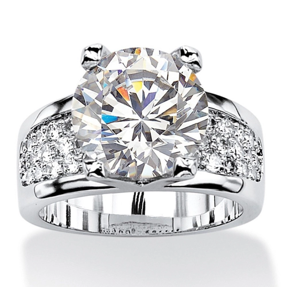 White Gold Plated White Cubic Zirconia Engagement Rings