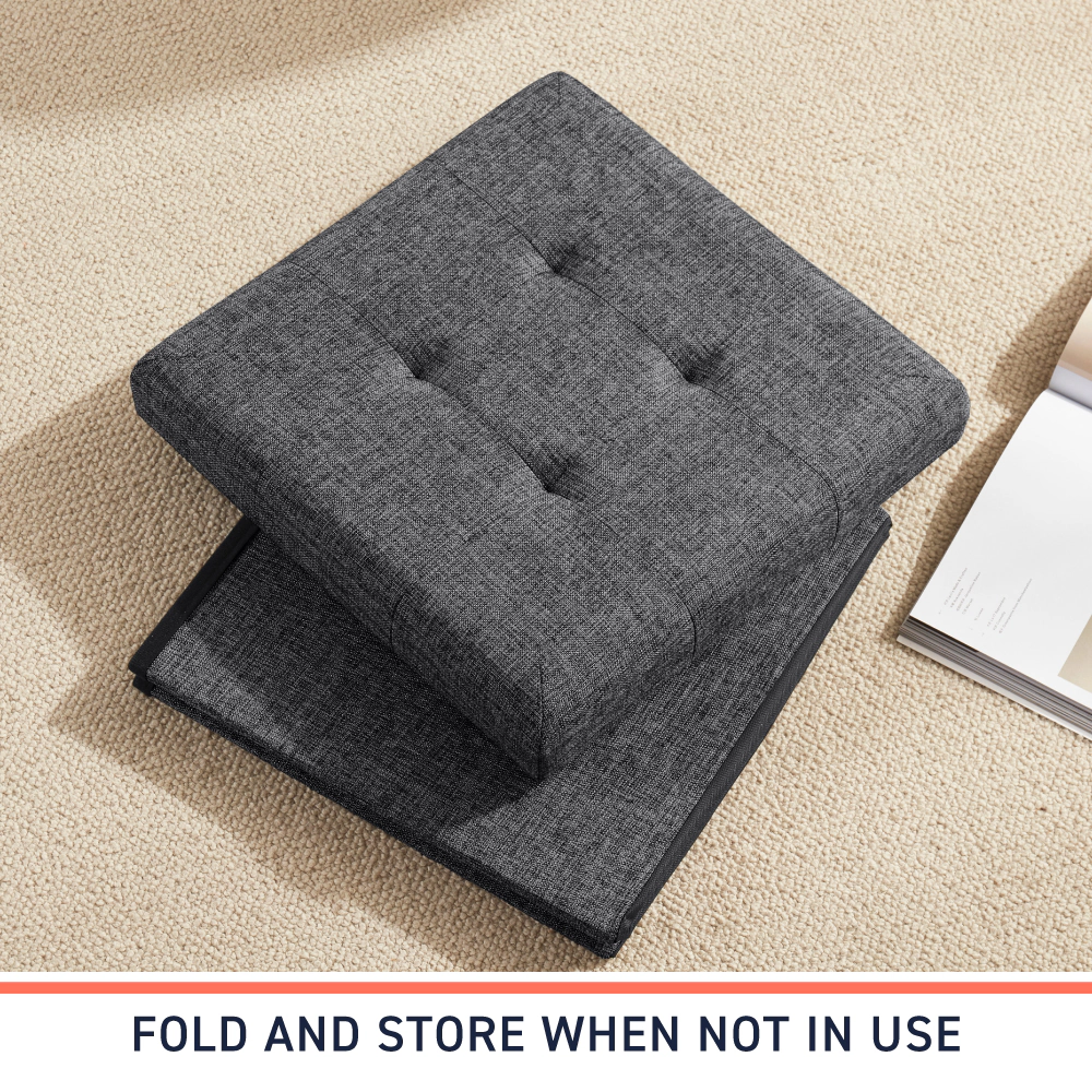 Ornavo Home 15" Collapsible Square Cube Storage Ottoman, Perfect for Dorms, Livingroom and Bedroom