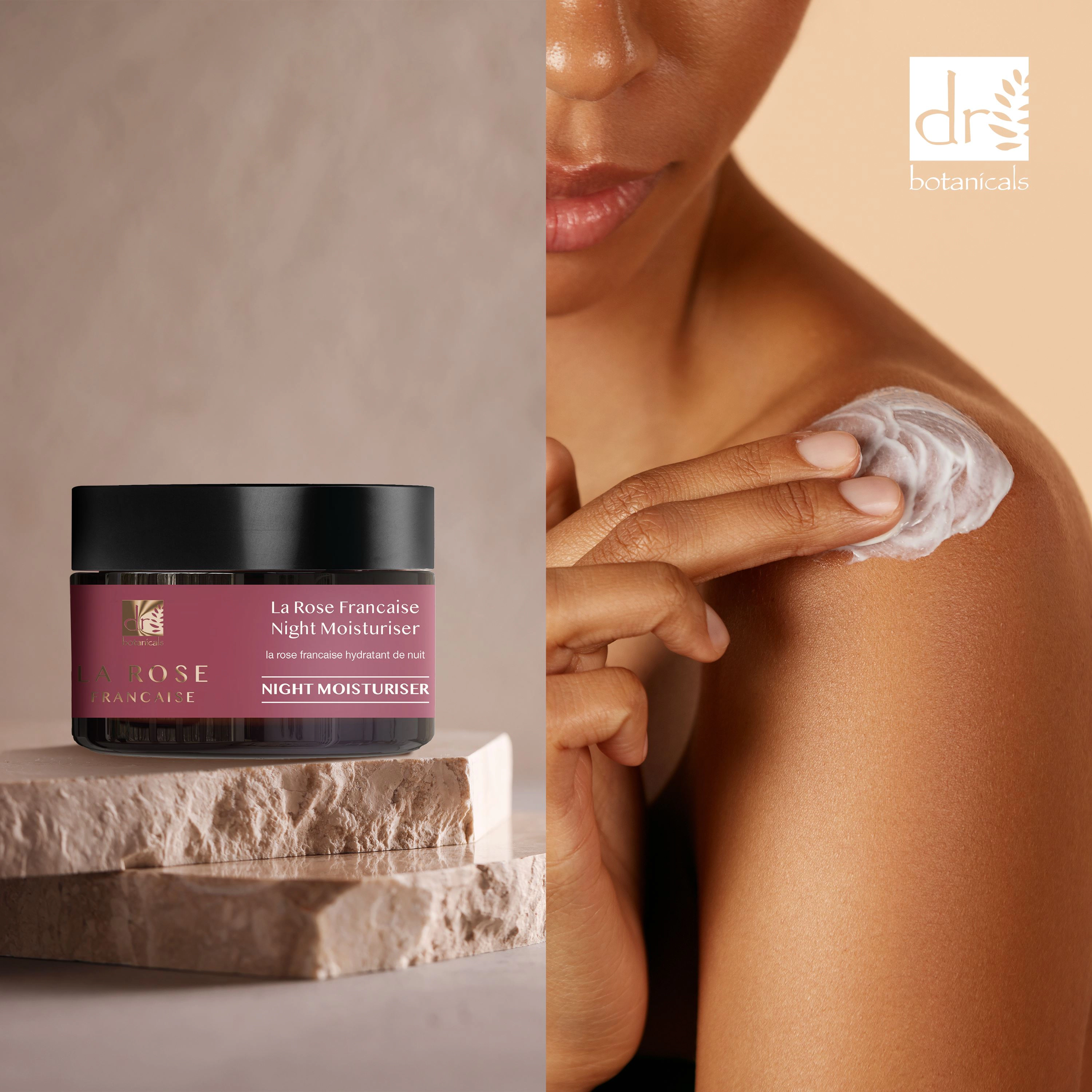 Dr Botanicals La Rose Française Night Moisturiser 50ml - Anti-Aging Bakuchiol Cream for Fine Lines & Dryness