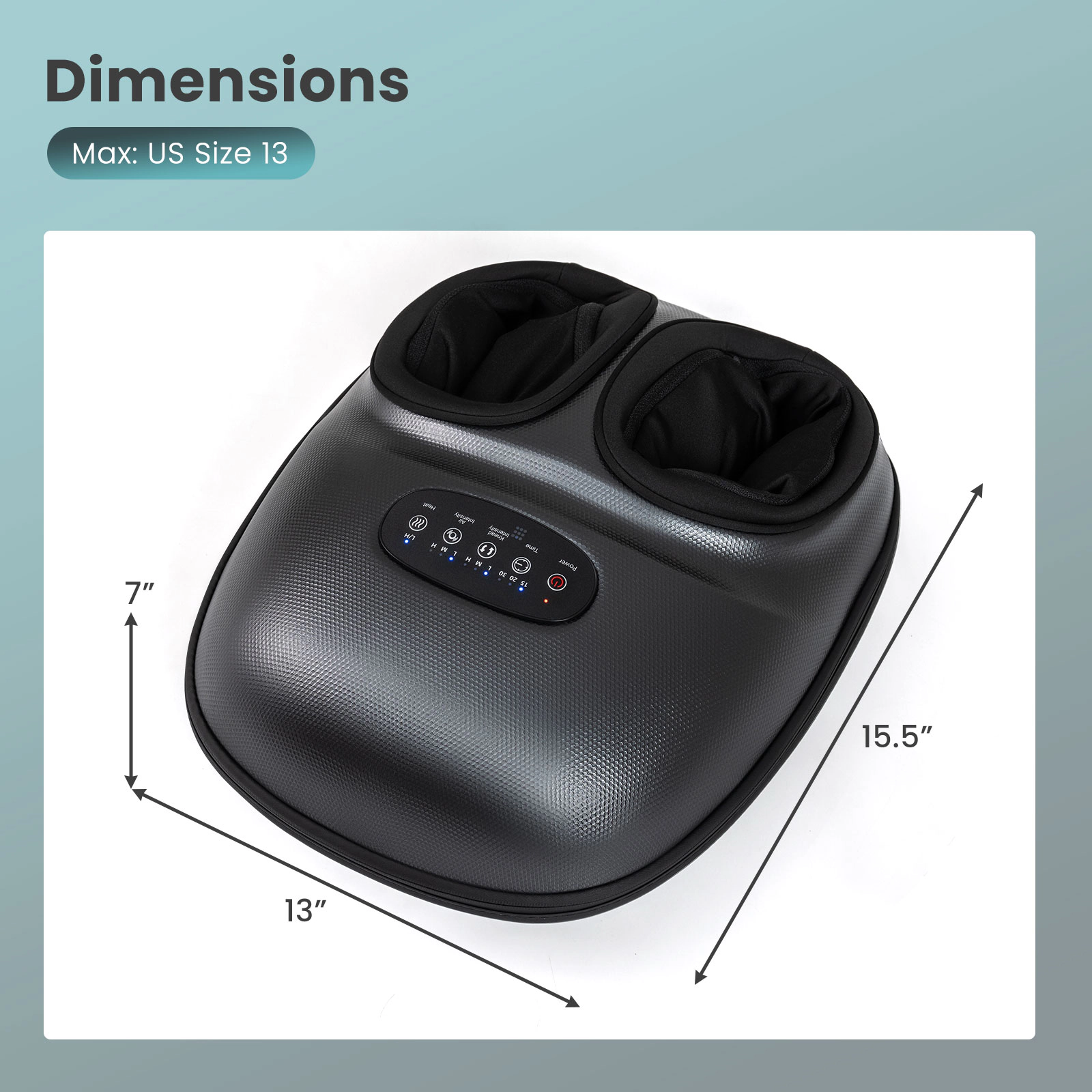 SUGIFT Black Shiatsu Foot Massager Machine with 2-Level Heat and Air Compression 15.5-in W 13-in D 7-in H