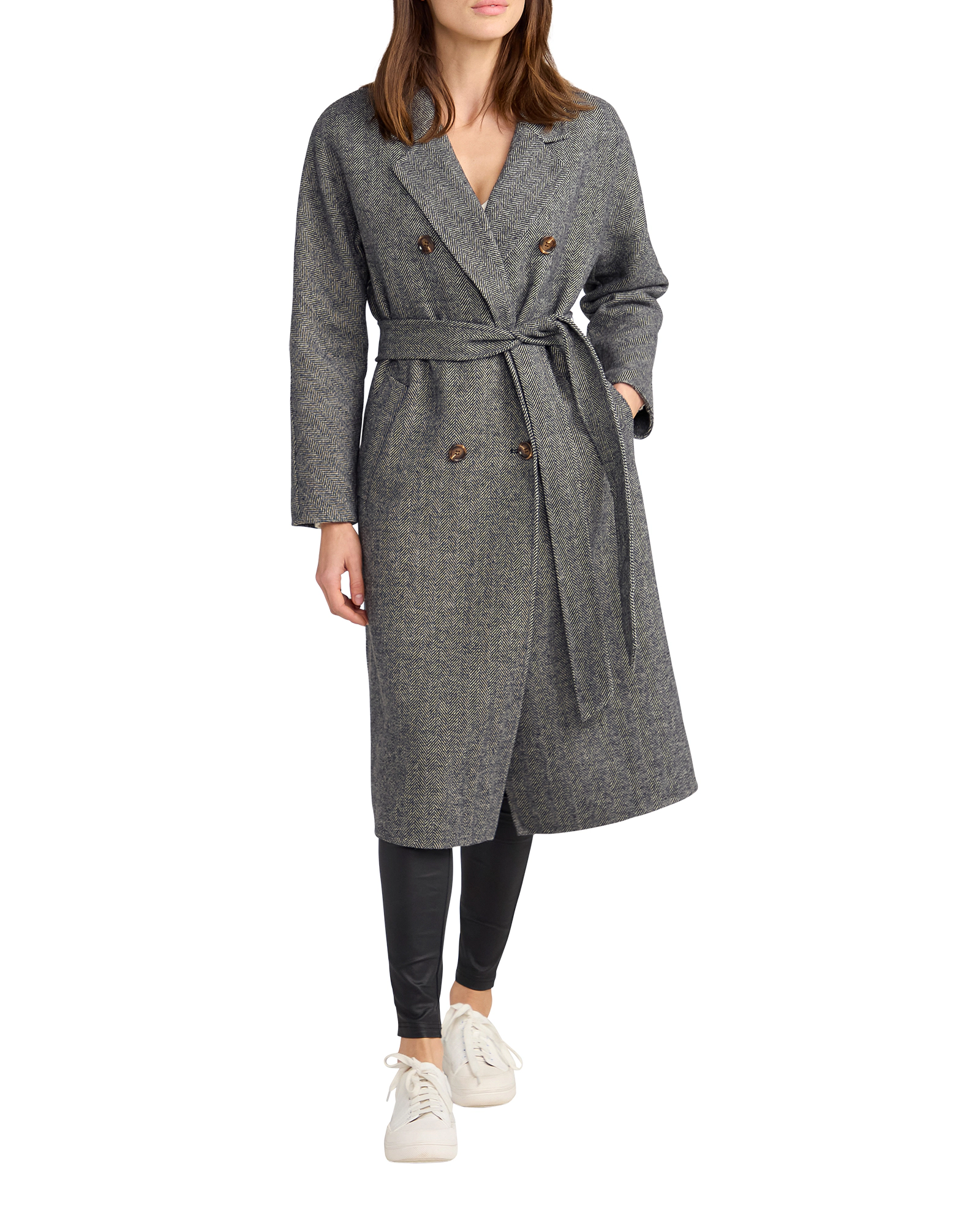 Belle & Bloom Womens Standing Still Wool Blend Belted Coat