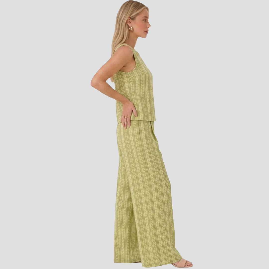 Artyska Women’s Printed 2-Piece Set Sleeveless Top & Wide-Leg Pants