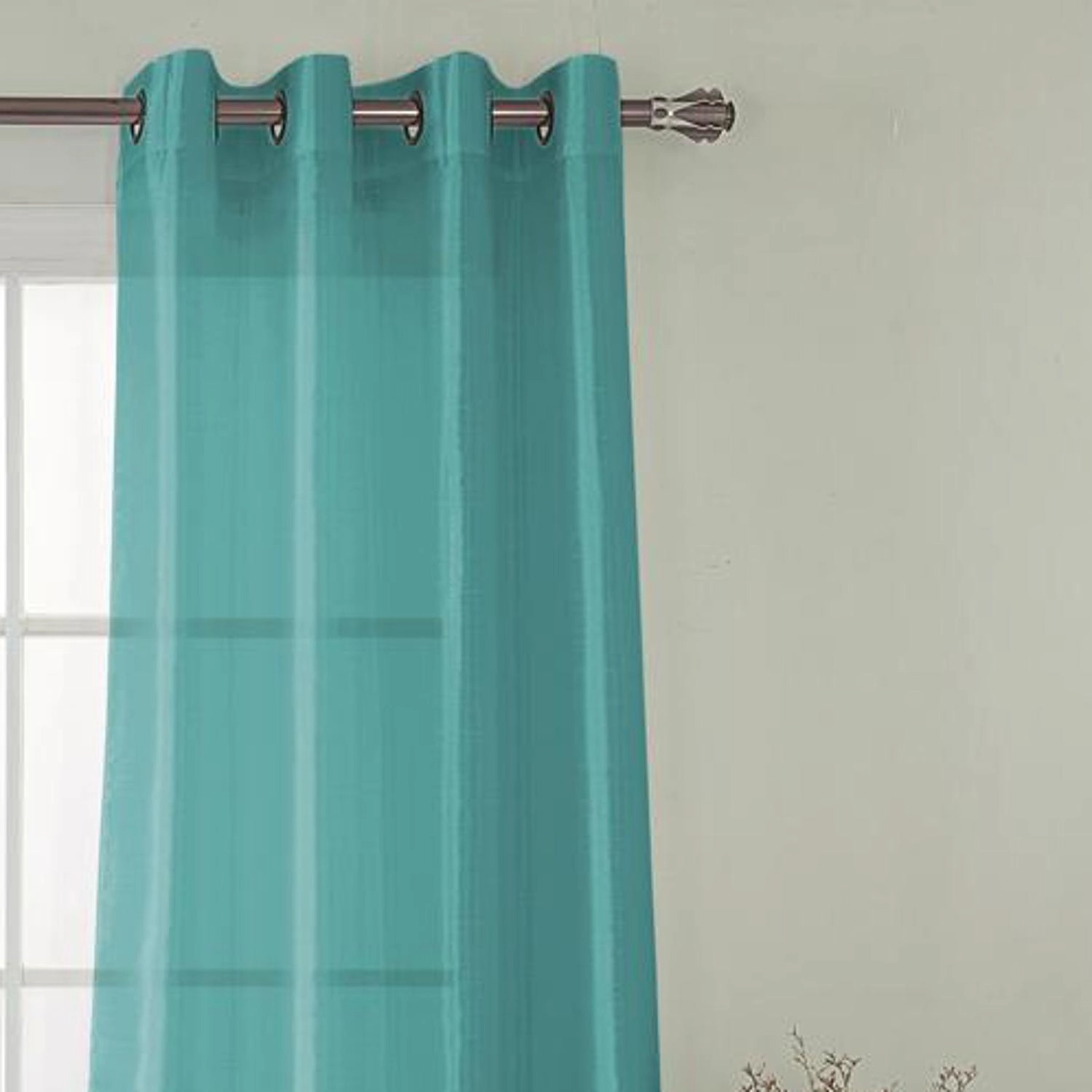 RT Designers Collection Nancy Faux Silk Grommet Curtain Panel 54" x 84" Teal