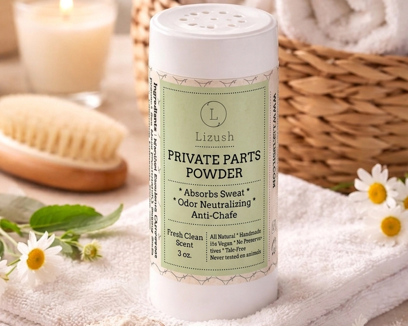 Lizush Talc-Free Intimate Body Powder for Men and Women - Anti-Chafing, Moisture Absorbing, Odor Control, Lavender Scent