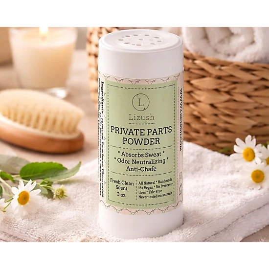 Lizush Talc-Free Intimate Body Powder for Men and Women - Anti-Chafing, Moisture Absorbing, Odor Control, Lavender Scent