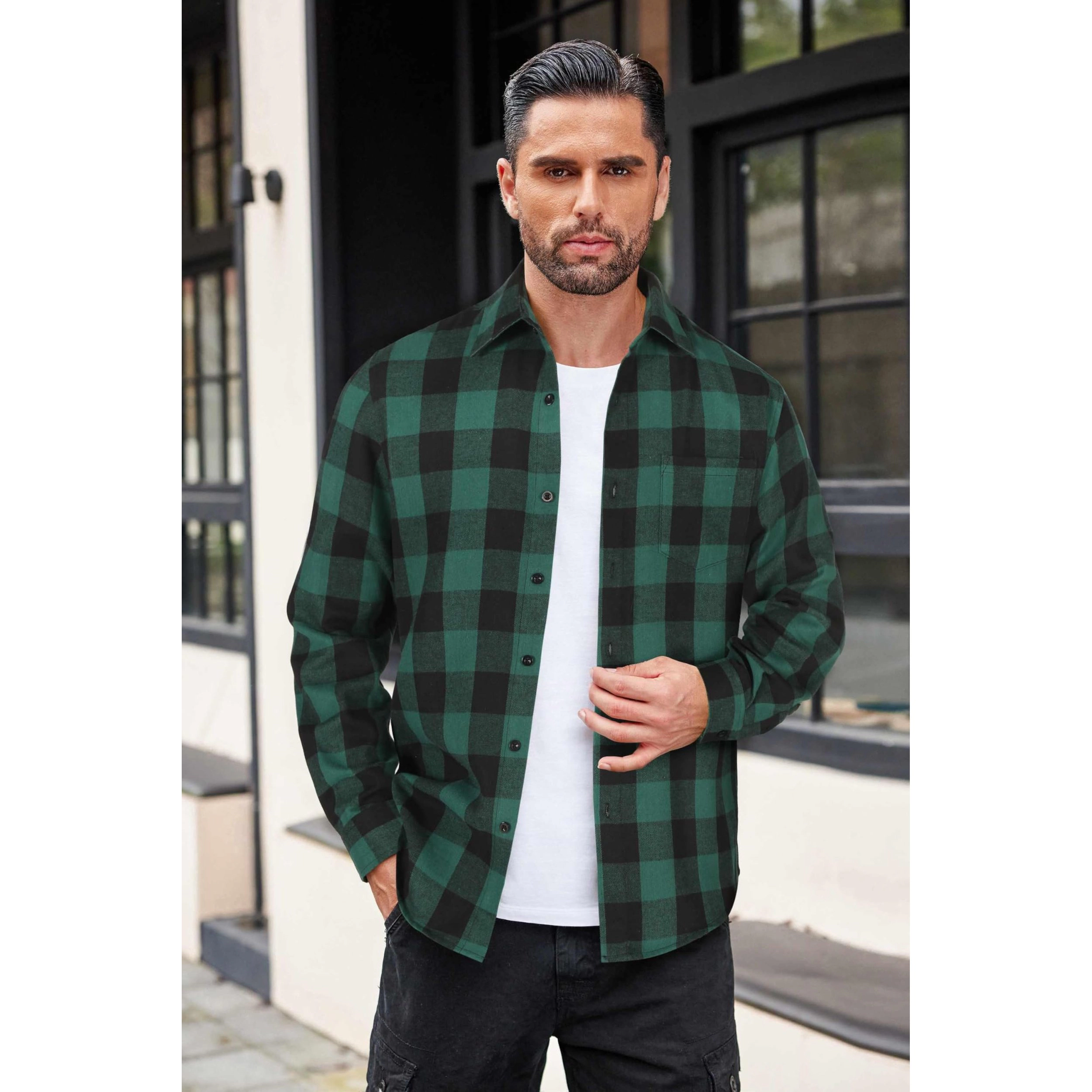 COOFANDY Men's Regular Fit Long Sleeve Flannel Shirt