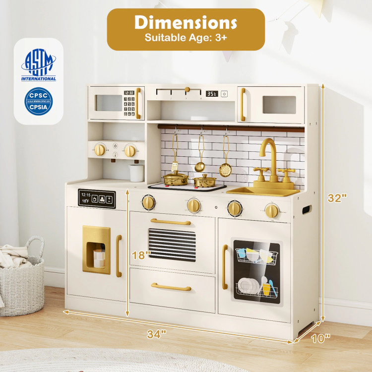 Hivvago Pretend Toy Kitchen Set with Stoves and Water Dispenser