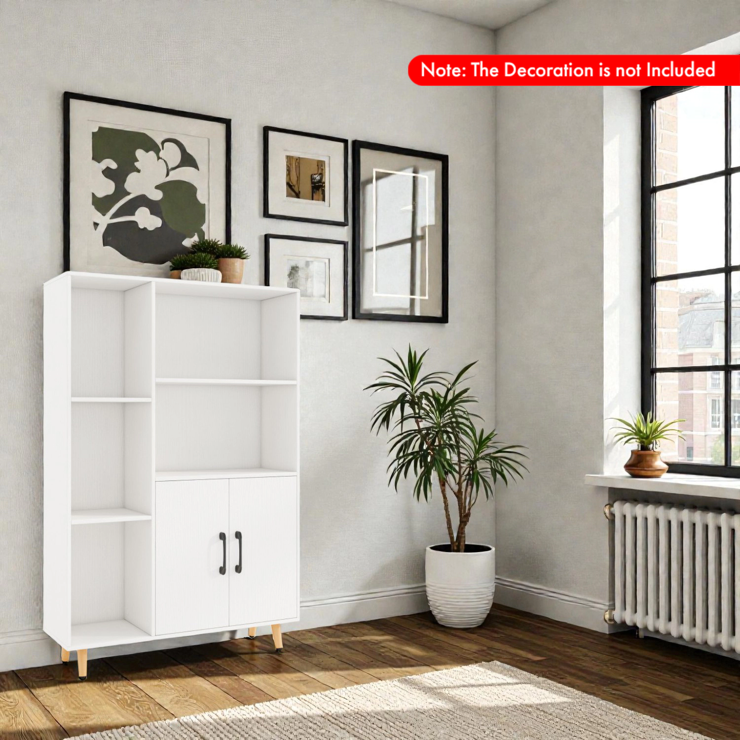 Hivvago Modern Standing Storage Cabinet with 5 Shelves and Enclosed Doors