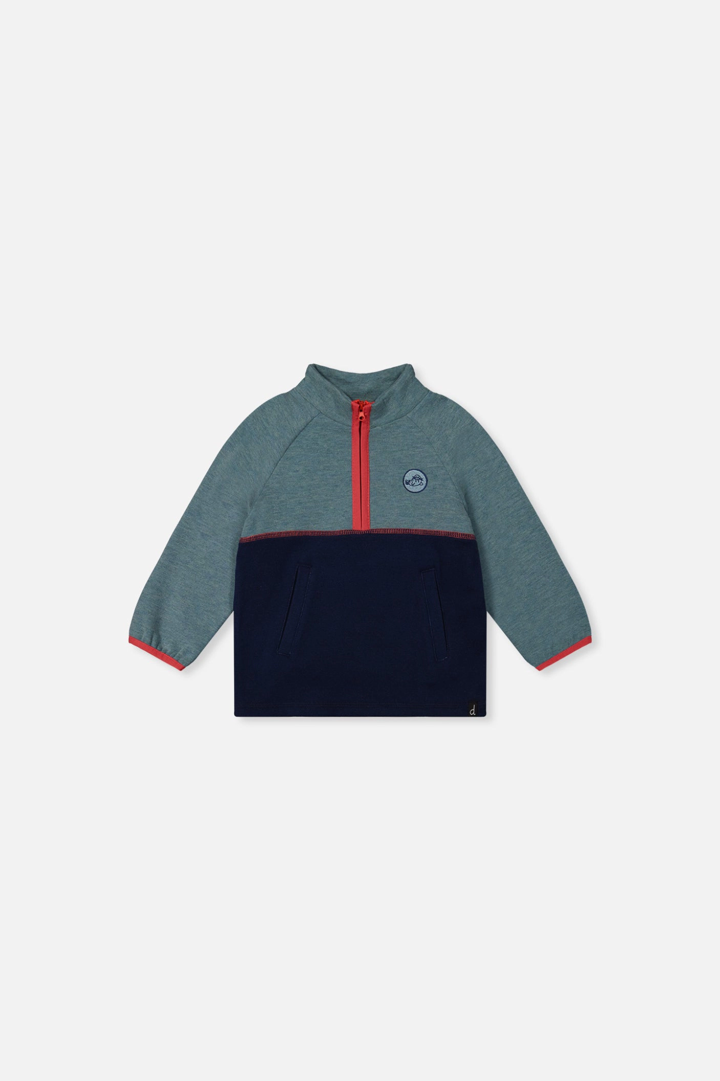 Deux par Boys Quarter Zip Mock Neck Brushed Jersey Top with Side Pockets