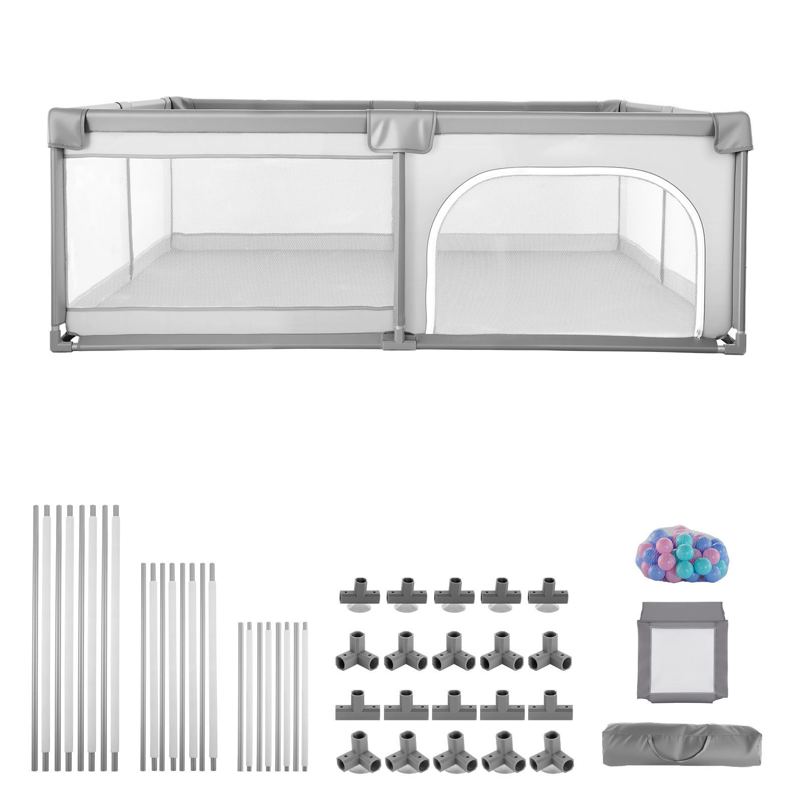 HONGGE Large Baby Playpen 78.7 x 58.7 In, Mesh Play Yard with 50 Ocean Balls for Indoor Outdoor Toddler Play