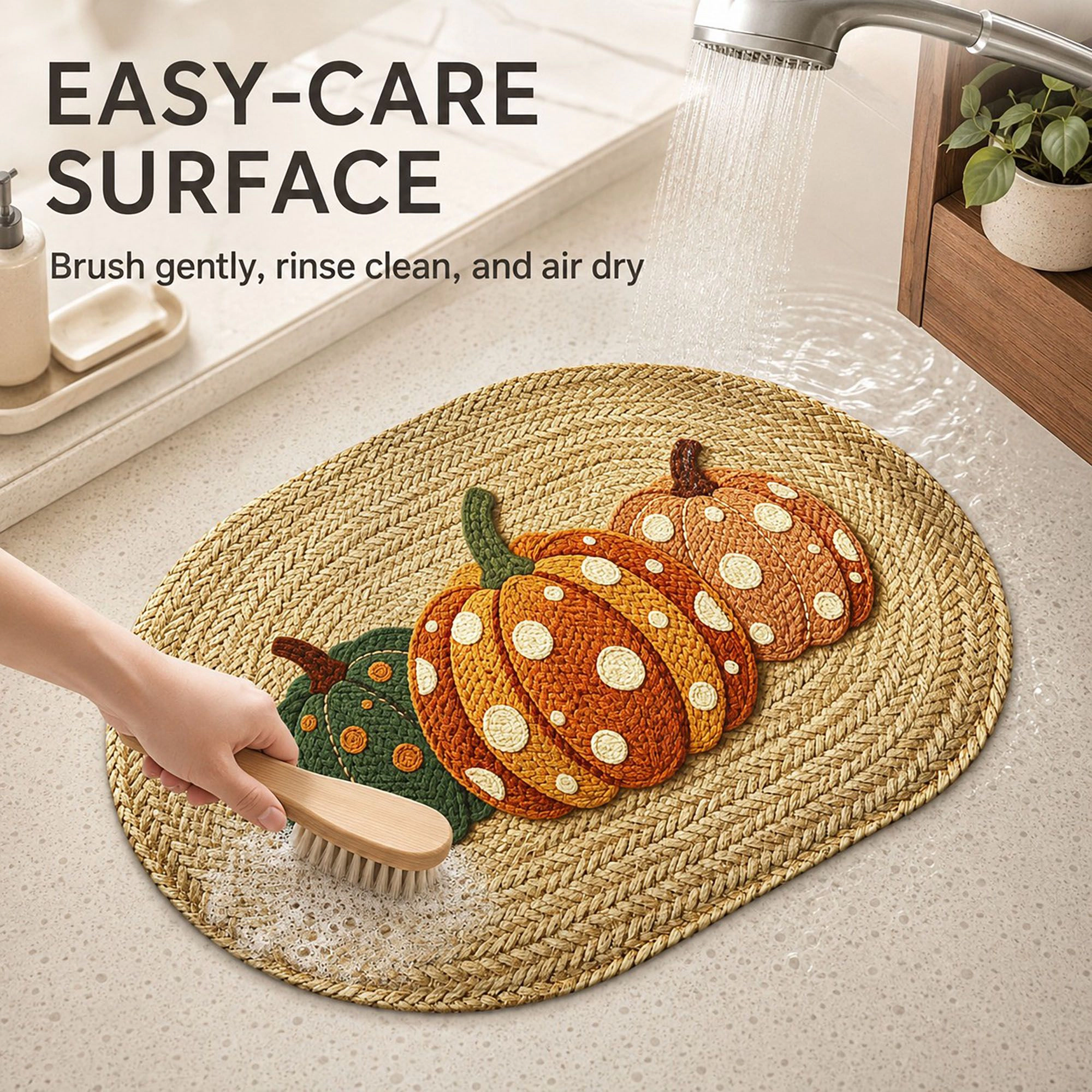 Alilang Unisex Fall Pumpkin Bath Mat Soft Absorbent Accent Rug 15.7 x 23.6 Inches
