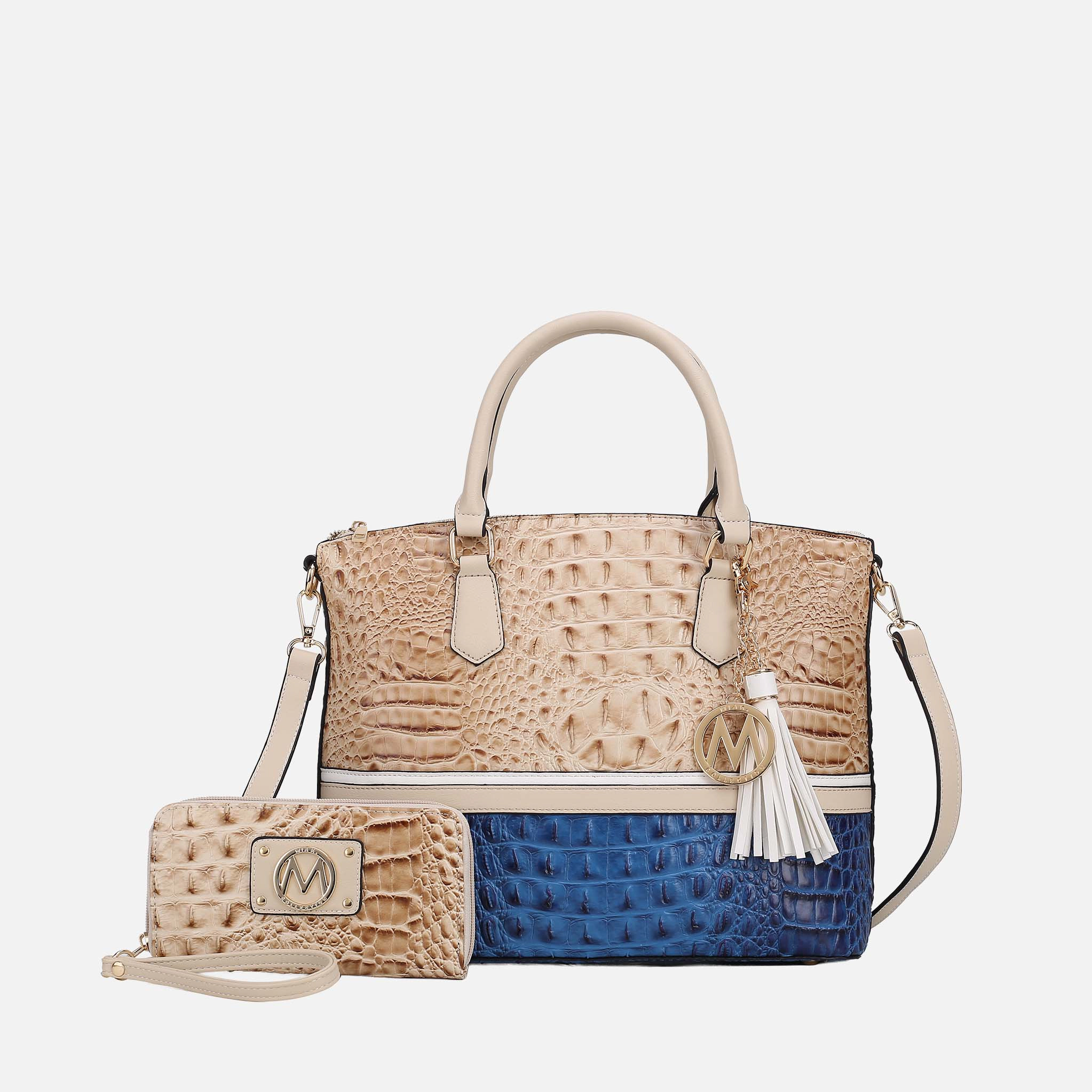 MKF Collection by Mia K Croco-Embossed Vegan Leather Tote with Wristlet Wallet
