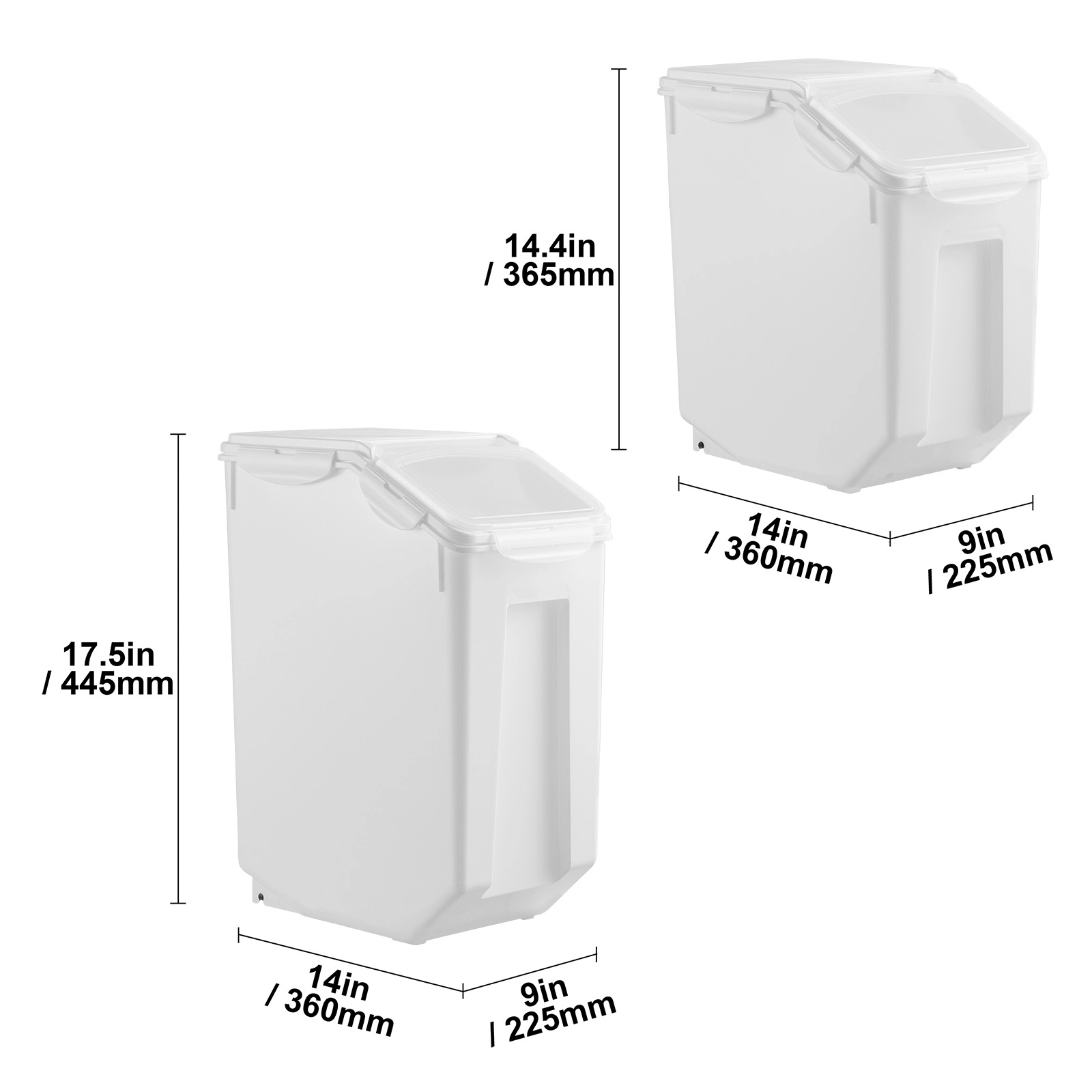 HONGGE Rice Storage Container Dog Food Dispenser Bin with Airtight Lid