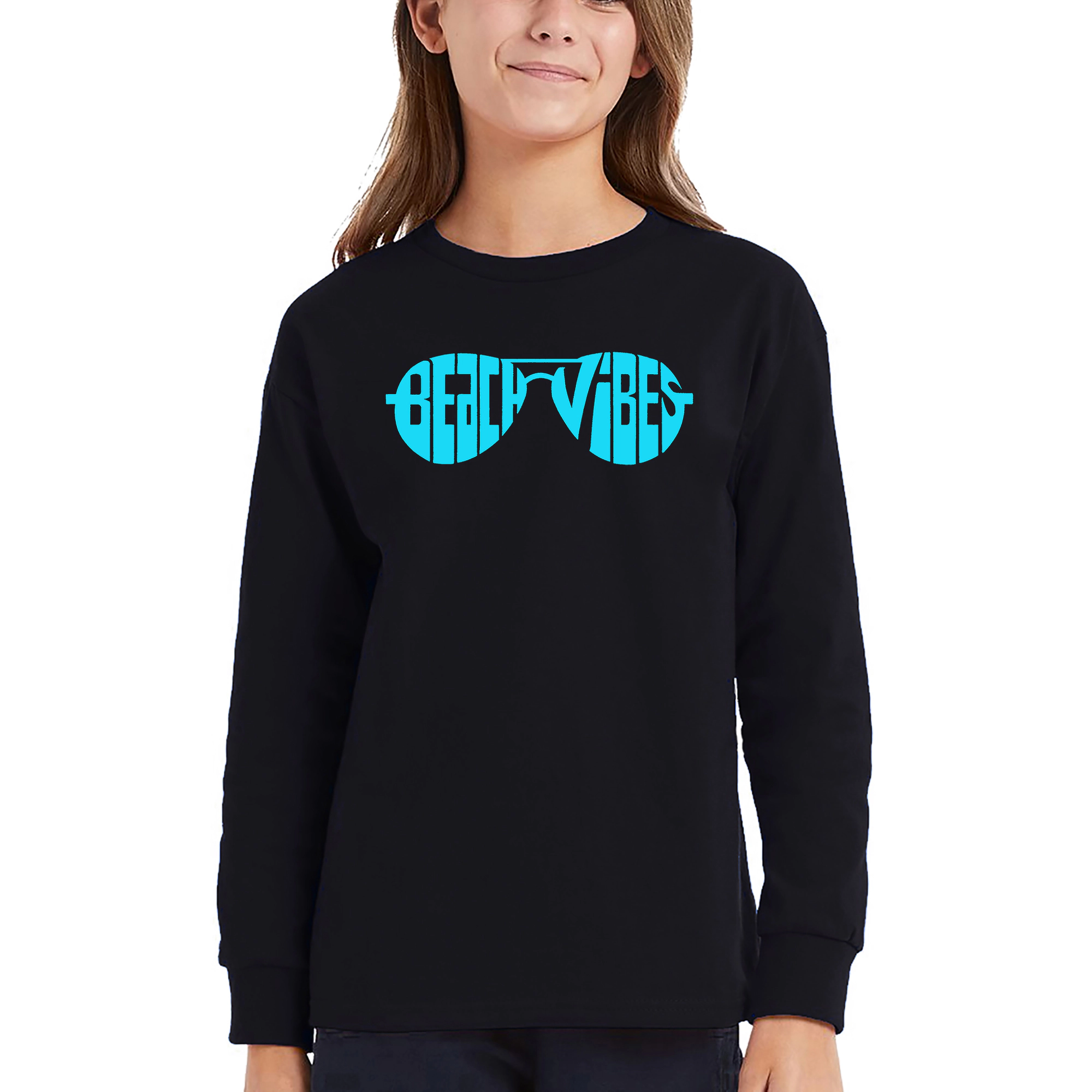 LA Pop Art Girls Long Sleeve Word T-Shirt - Beach Vibes