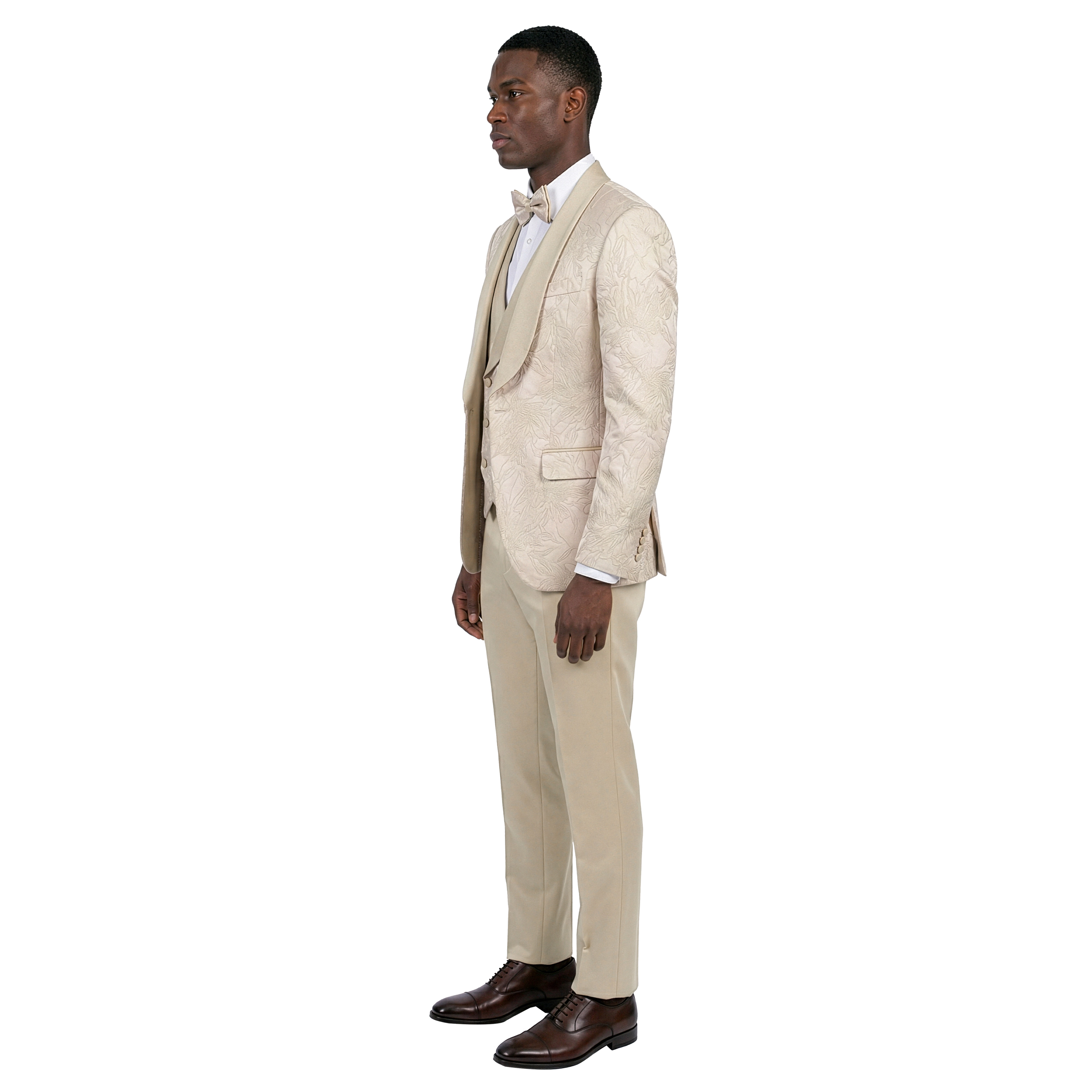 Tazzio Men’s Wide Satin Shawl Collar 3-Piece Tuxedo Set