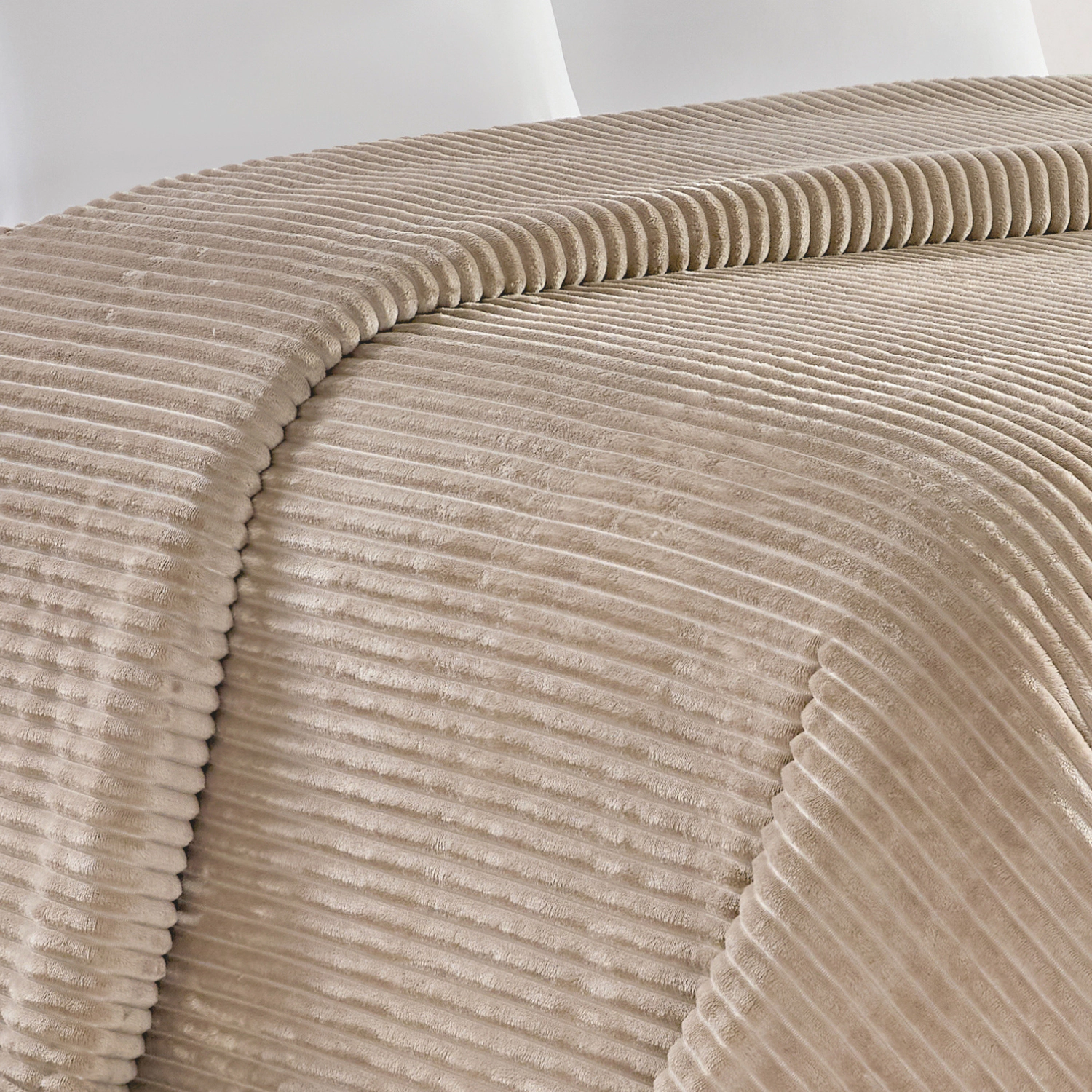 Plazatex Striata Lined Oversized All Season 100% Polyester Blanket King 108" x 90" Taupe