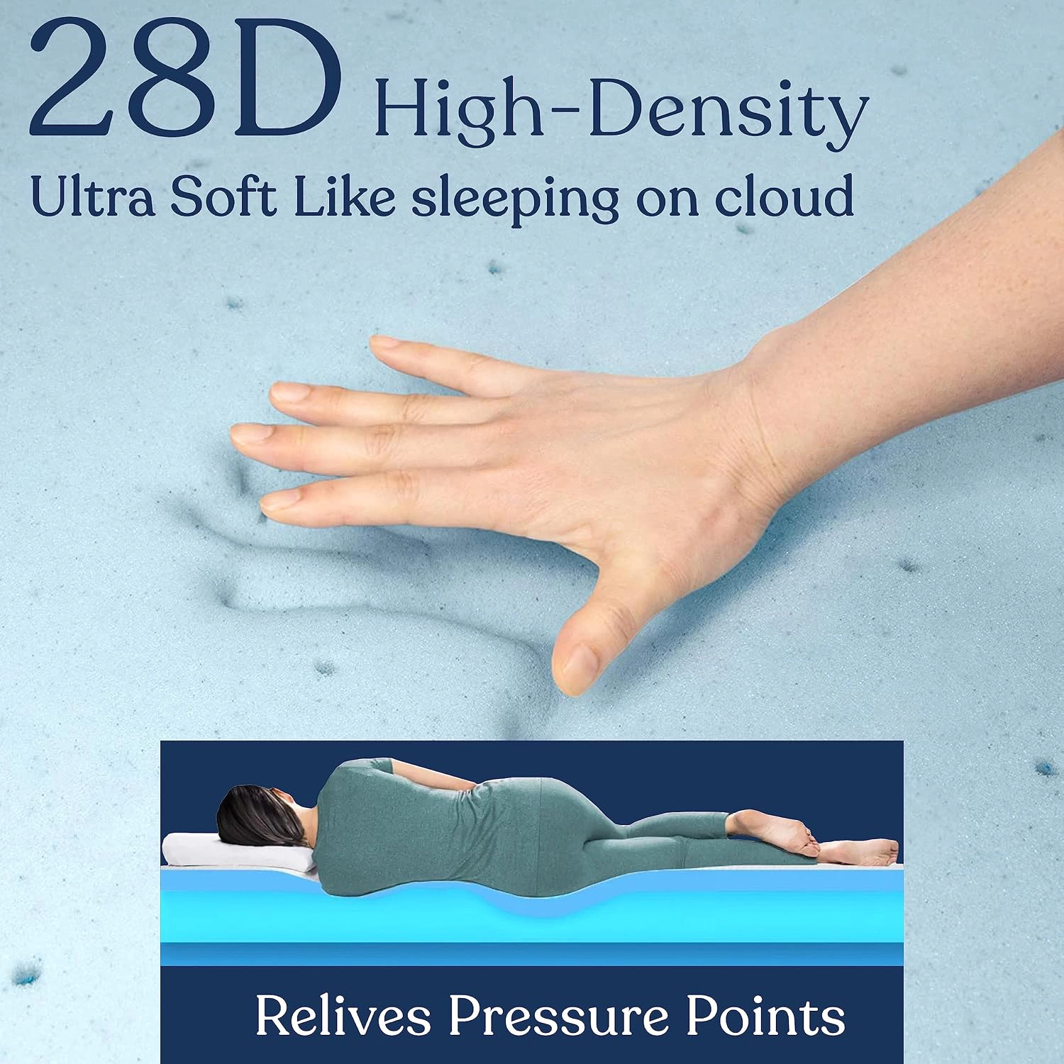 Delara 2-in Gel-Infused Memory Foam Mattress Topper High-Density Cooling Foam with Ventilated Airflow Design