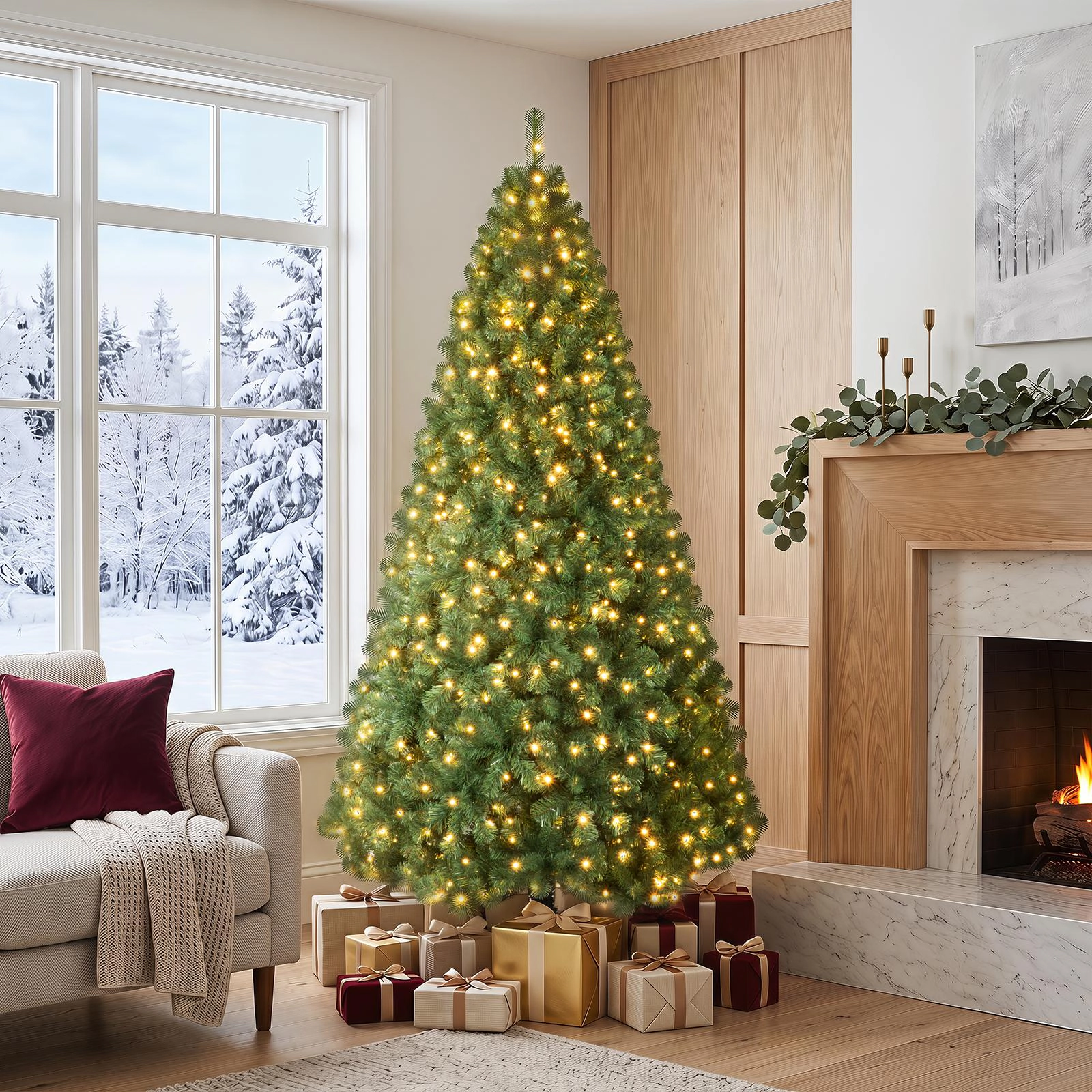 Costway 6 FT Pre-Lit Christmas Tree with 560 LED Lights & 821 Tips
