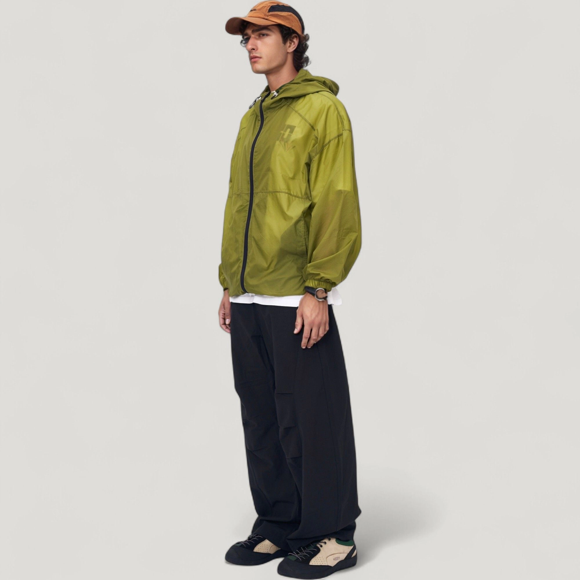 Anna-Kaci Men's Lightweight Hooded Zip-Up Windbreaker Jacket with Elastic Cuffs