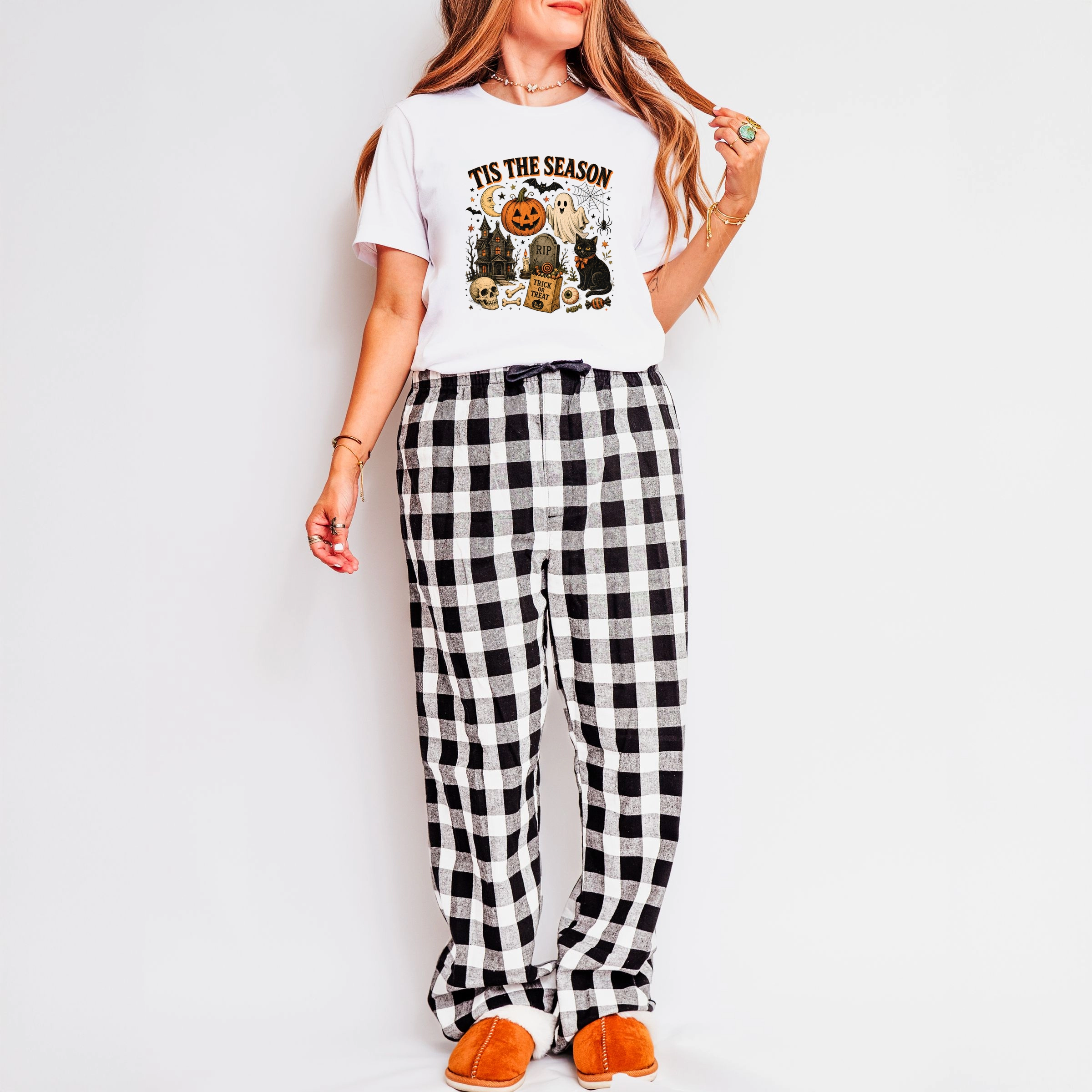 Simply Sage Market - Women's Plaid Pants and Tee Set Tis The Season Halloween Collage