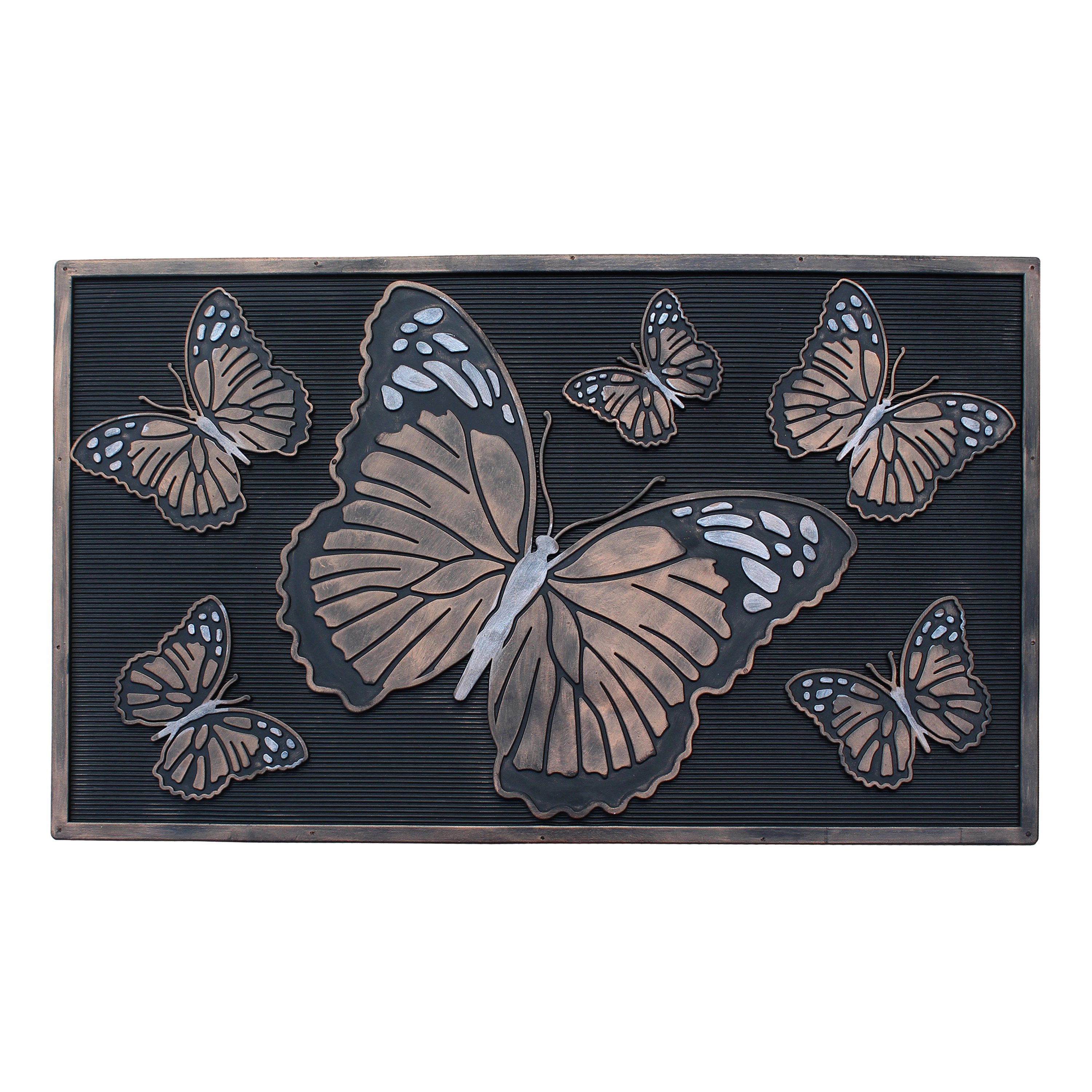 A1 Home Collections Butterflies Copper Rubber Welcome Doormat Non-Slip Indoor Outdoor Entry Mat 18 x 30 In