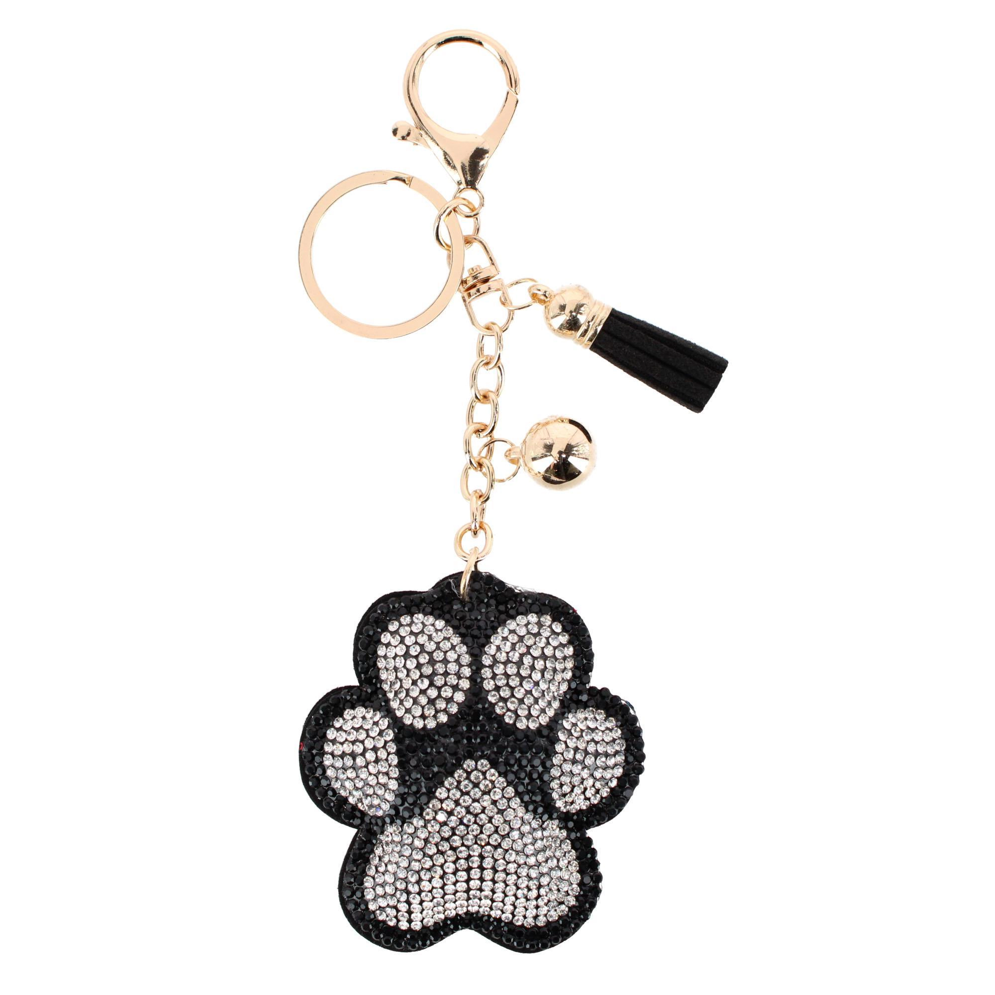 CTM Women's Rhineston Dog Paw Bag Charm & Key Chain