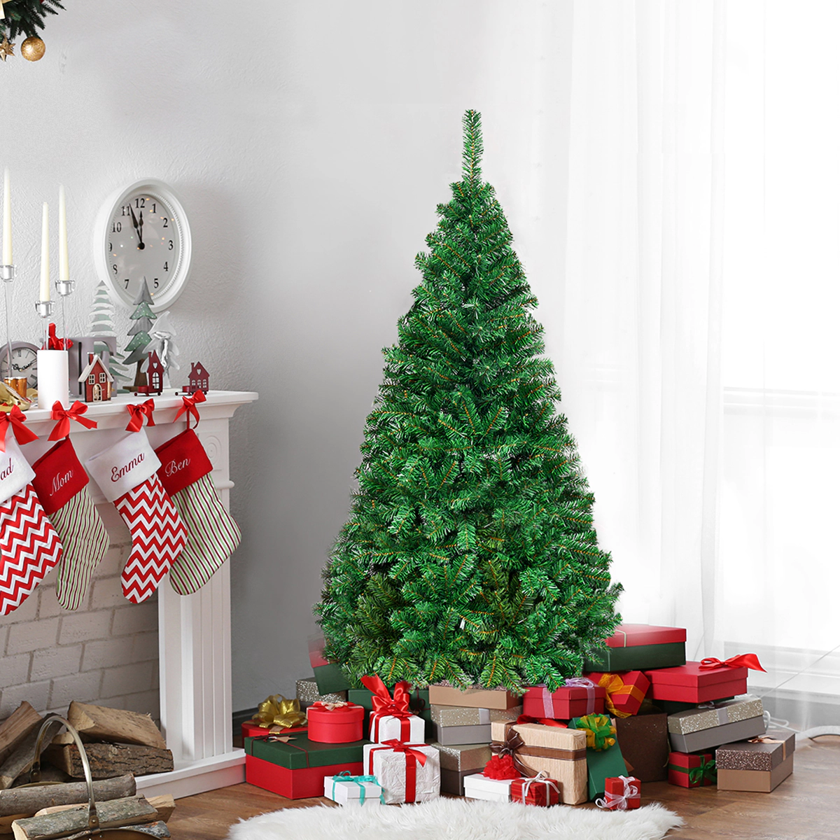 Costway 5/6/7/8Ft Artificial PVC Christmas Tree W/Stand Holiday Season Indoor Outdoor