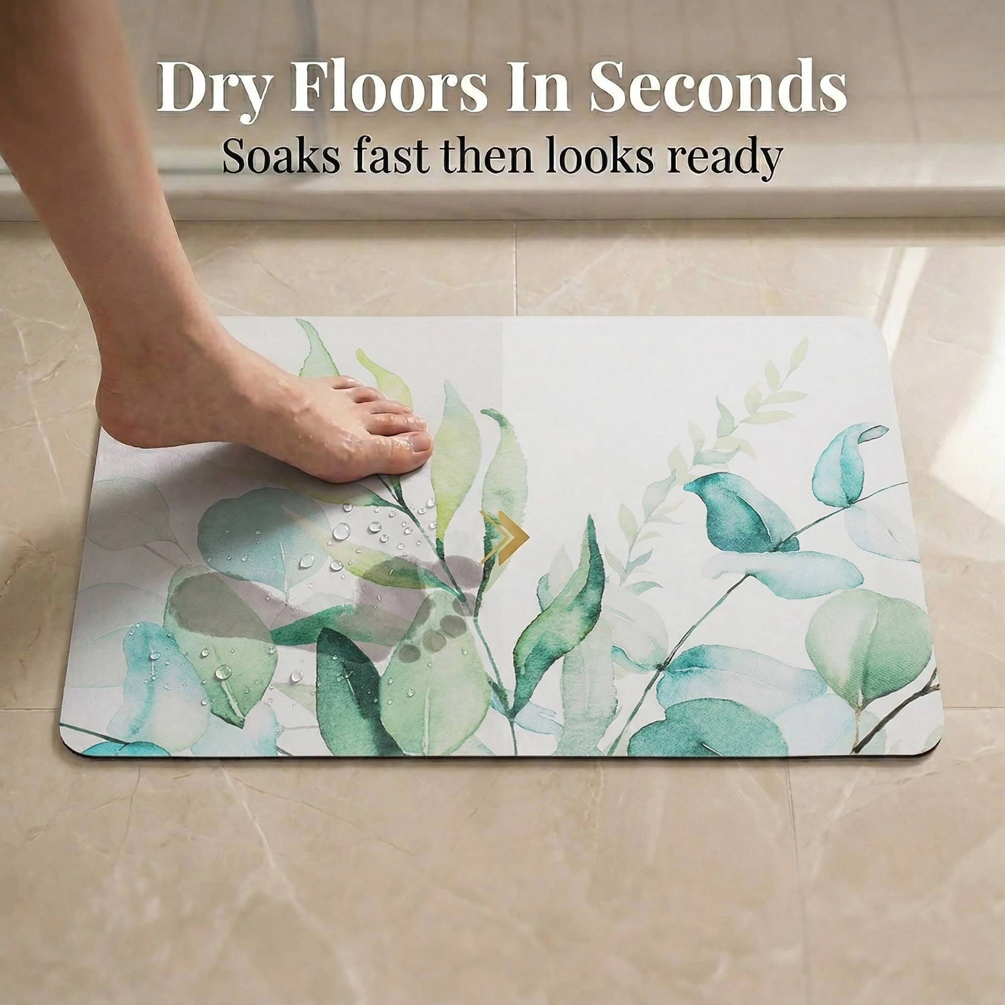 Evideco French Home Goods 24 x 18 Quick-Dry Non-Slip Bath Mat, Mosaic Pebble Beige
