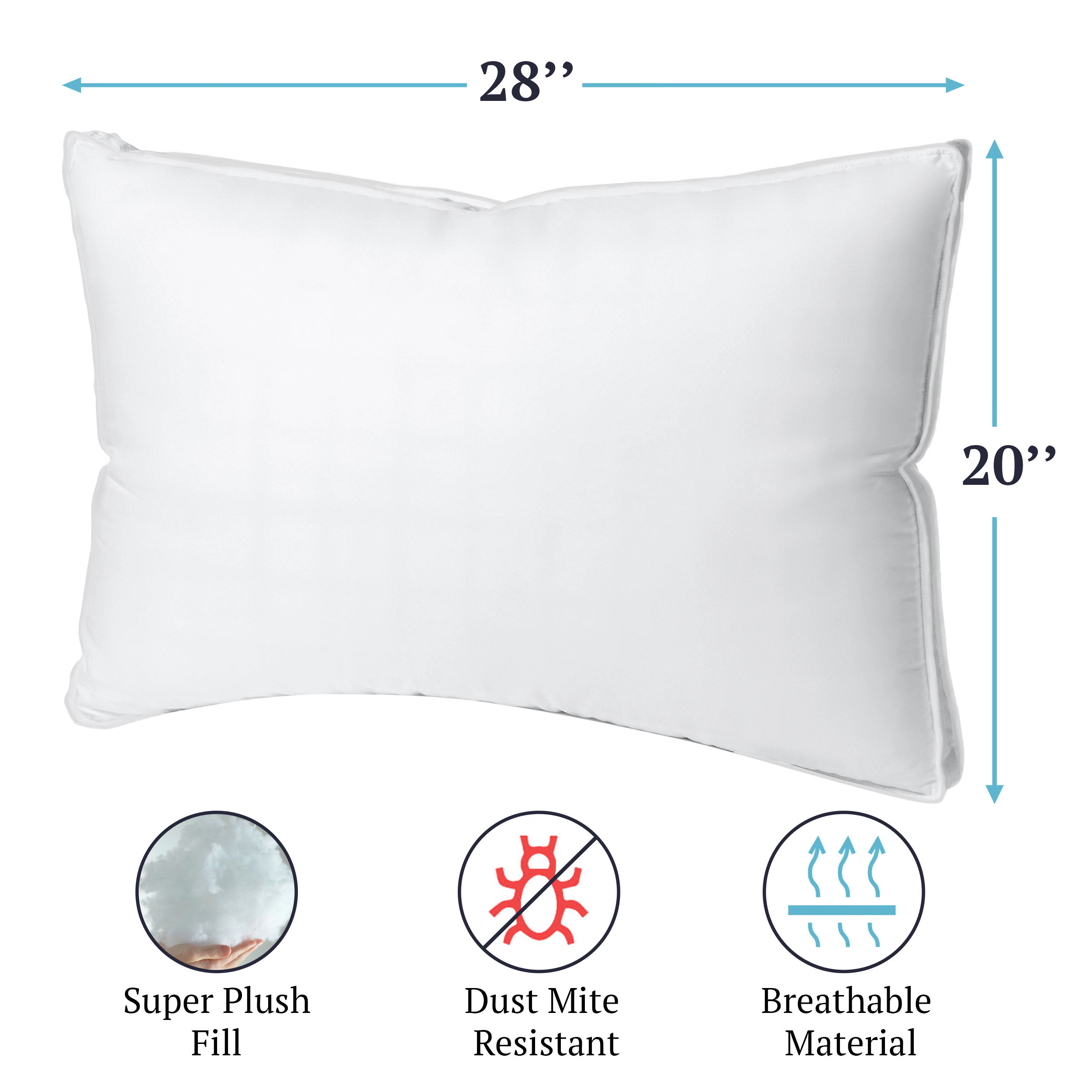 HSH Dream 300 TC Cotton Gusseted Pillows – Supportive Down Alternative Bed Pillows