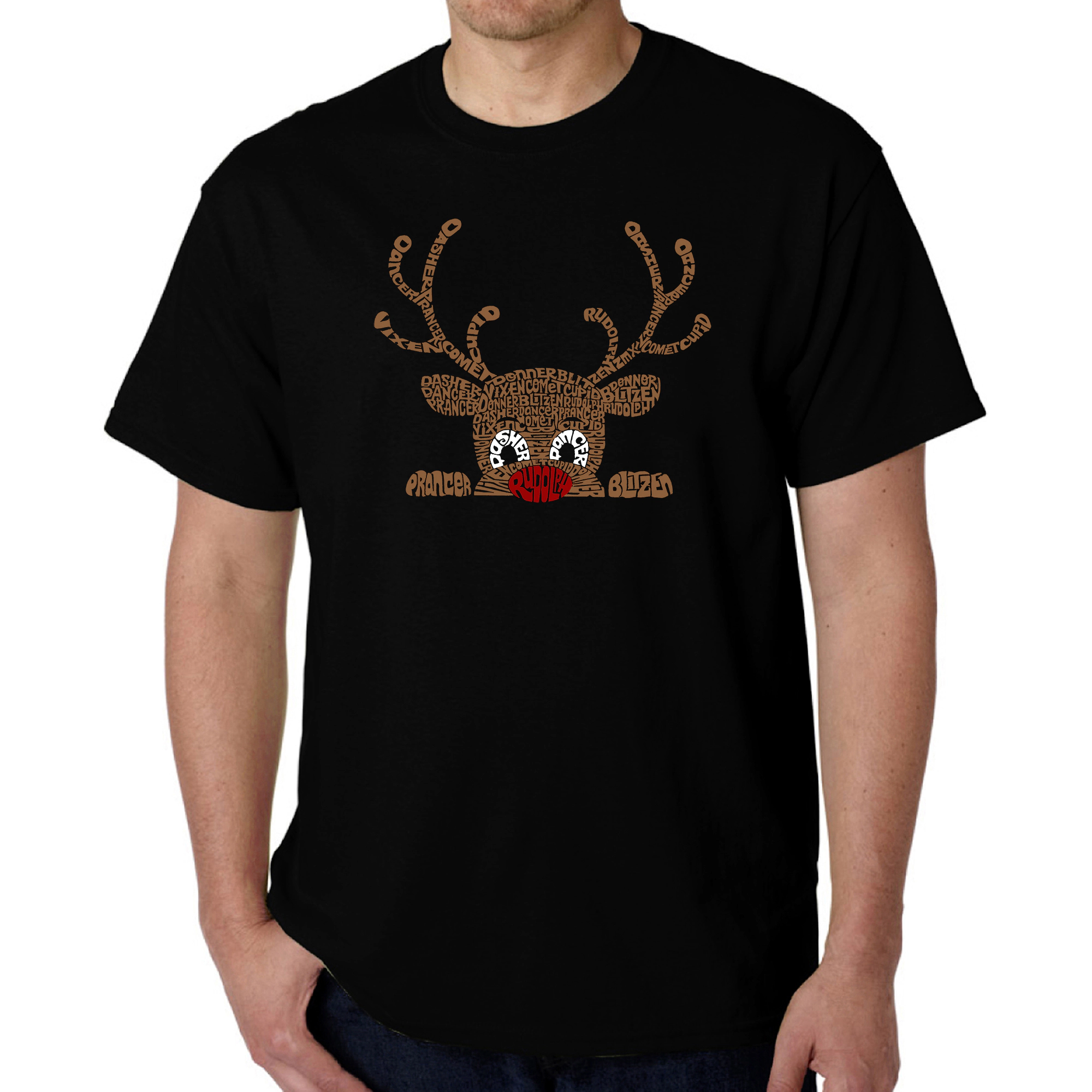 LA Pop Art Men's Word T-Shirt - Peeking Reindeer