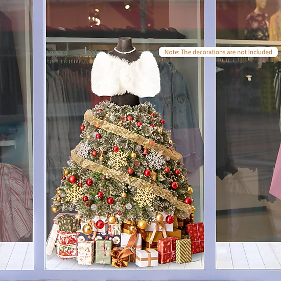 SUGIFT 5-ft Pre-Lit Snowy Mannequin Dress Form Christmas Tree, 50 Warm ...