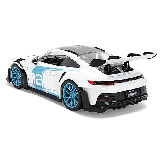 Jada Porsche 911 Gt3 Rs (992) #12 White With Blue Stripes And Carbon Top "Hyper-Spec" Series 1/24 Diecast