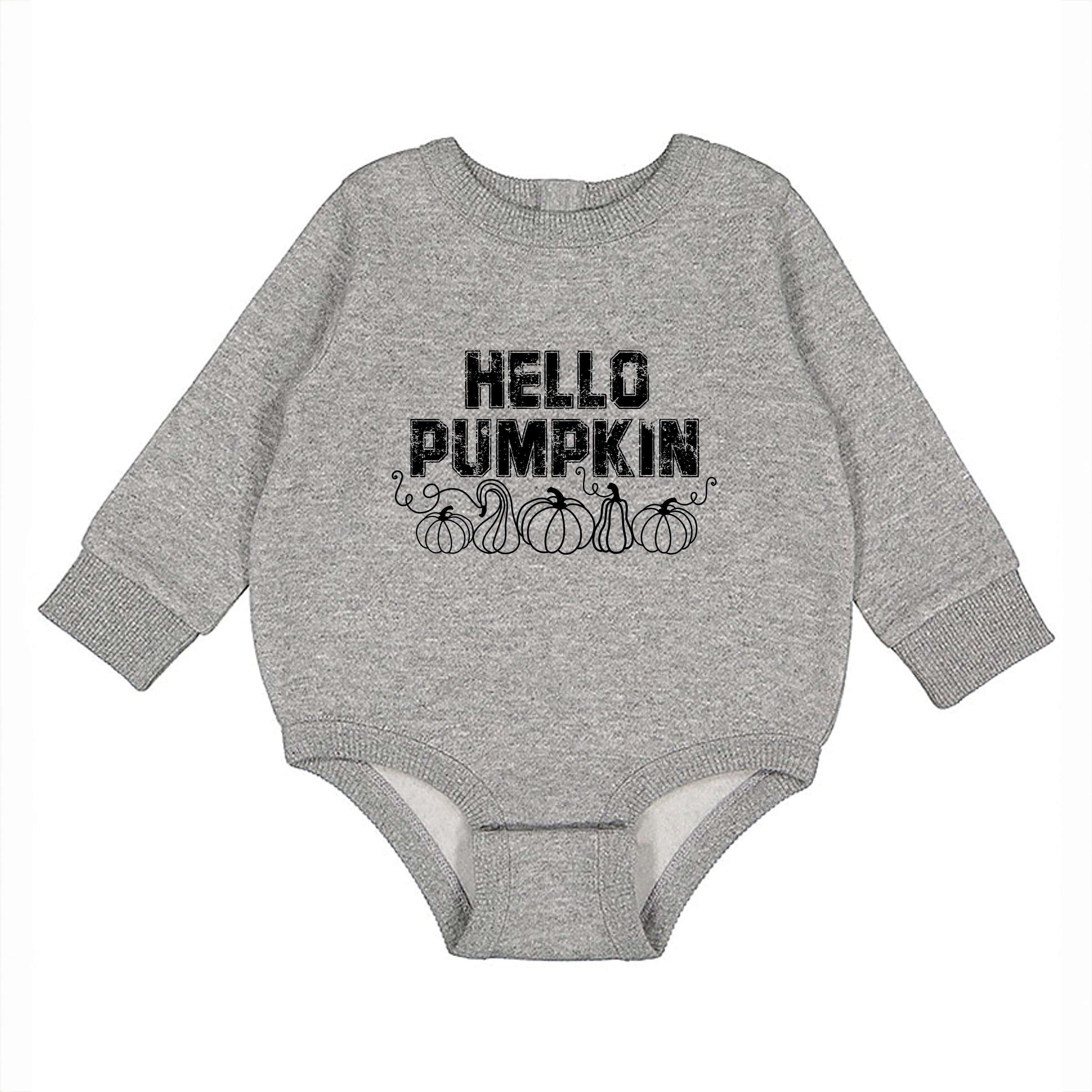 The Juniper Shop - Infant Fleece BodySuit Hello Pumpkin Distressed