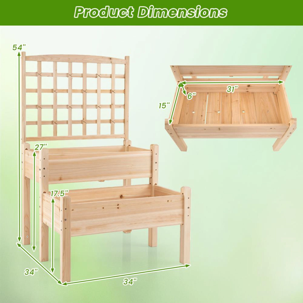 Hivvago Raised Garden Bed with Trellis 2-Tier for Outdoor Climbing Plants