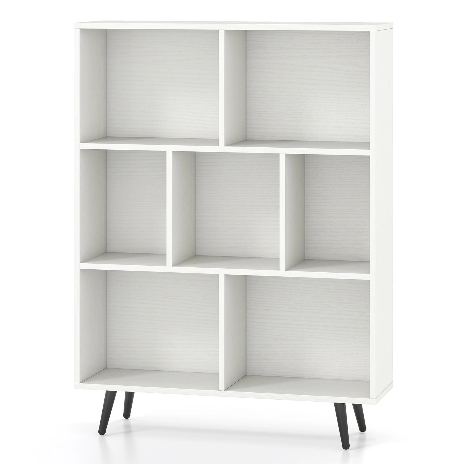 SlickBlue Modern 7-Compartment Bookshelf with Anti-Tip Kits