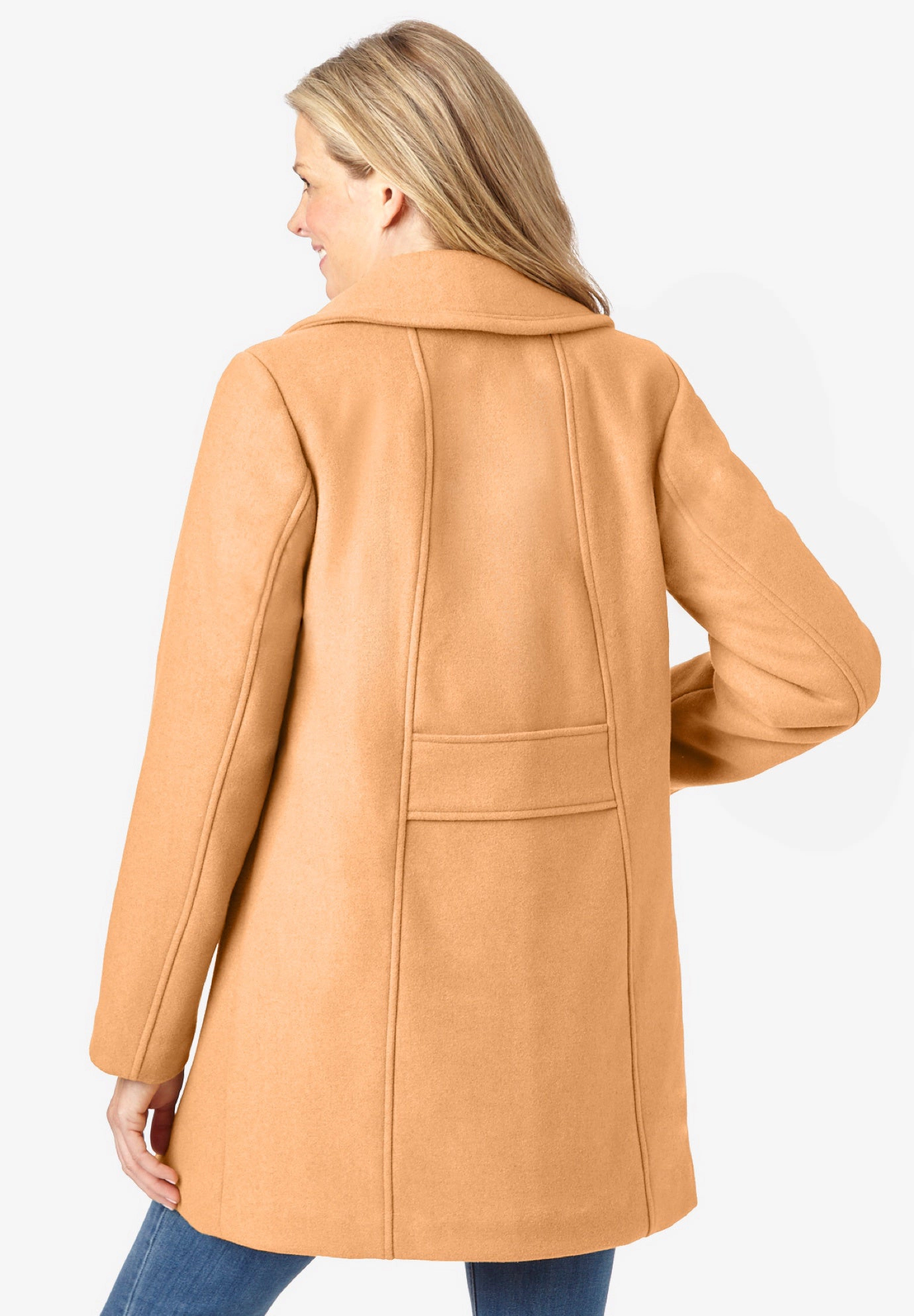 Woman Within Plus Wool-Blend Double-Breasted Peacoat
