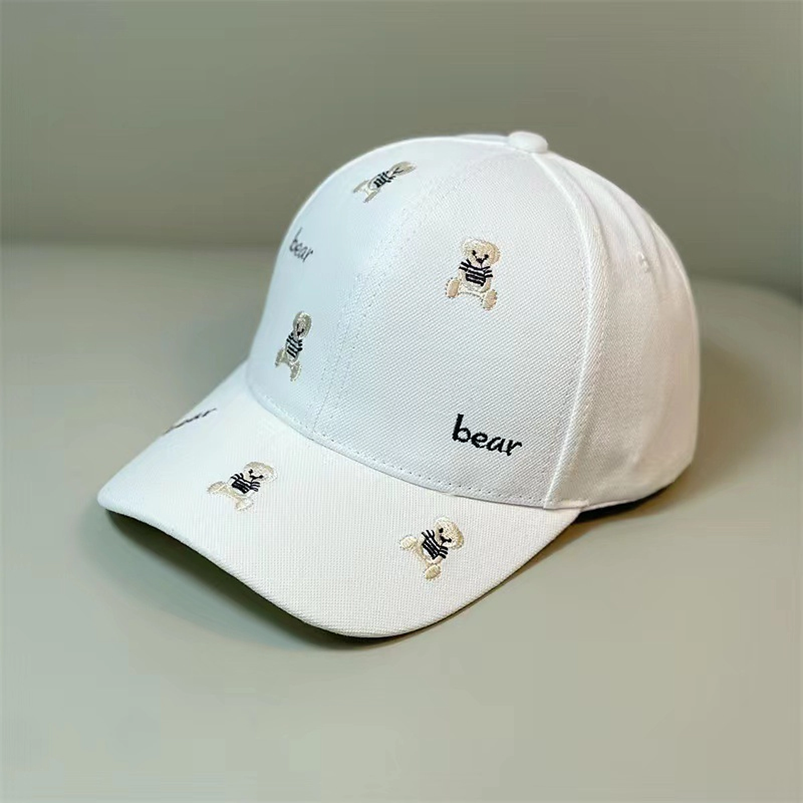 Anna-Kaci Women's Bear Embroidered Baseball Cap Low Bun Large Head Circumference Soft Cotton Trucker Hat