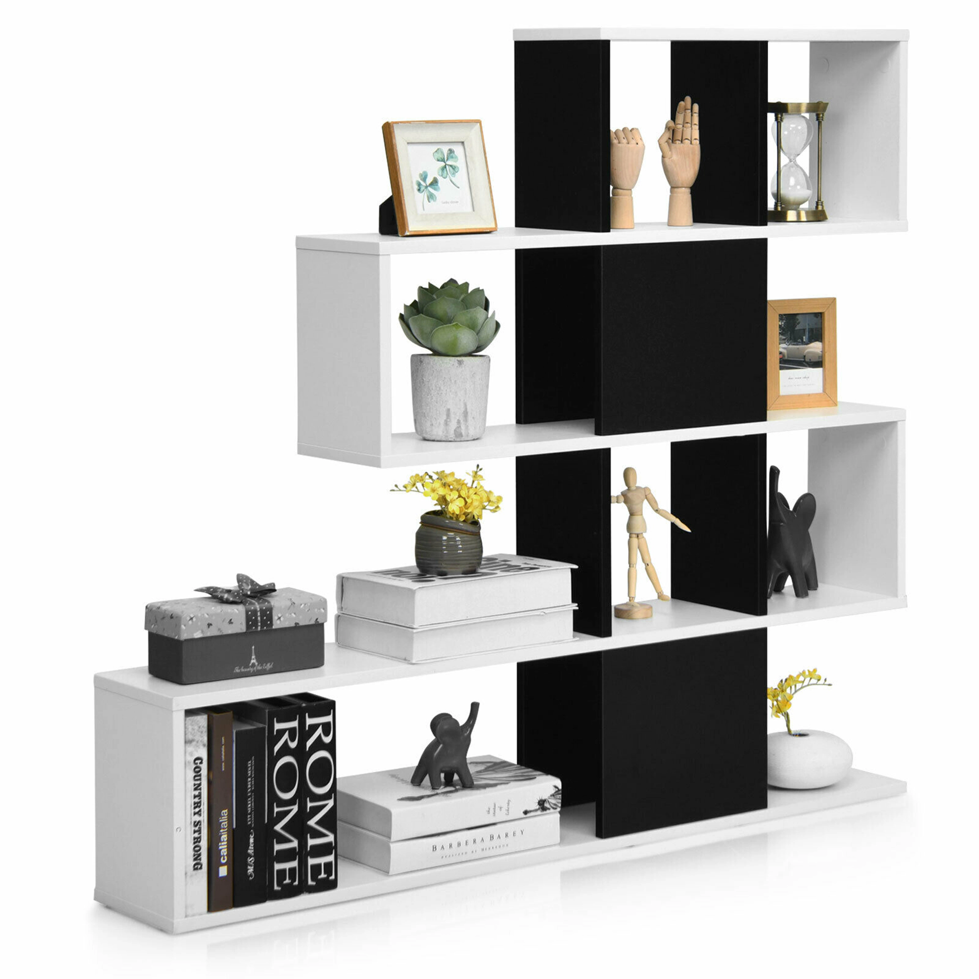 Costway 5-Tier Bookshelf Corner Ladder Bookcase Display Storage Rack