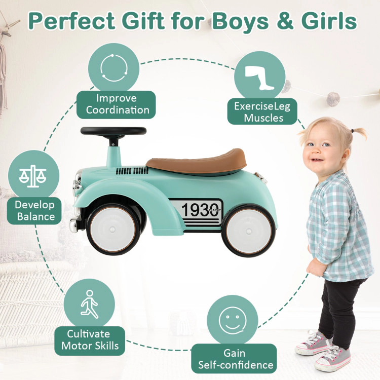 Hivvago Kids Sit to Stand Vehicle with Working Steering Wheel and Under Seat Storage