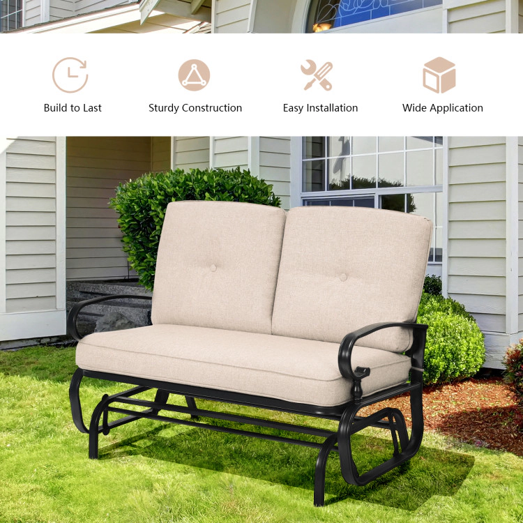 Hivvago 2 Seats Outdoor Swing Glider Chair With Comfortable Cushions