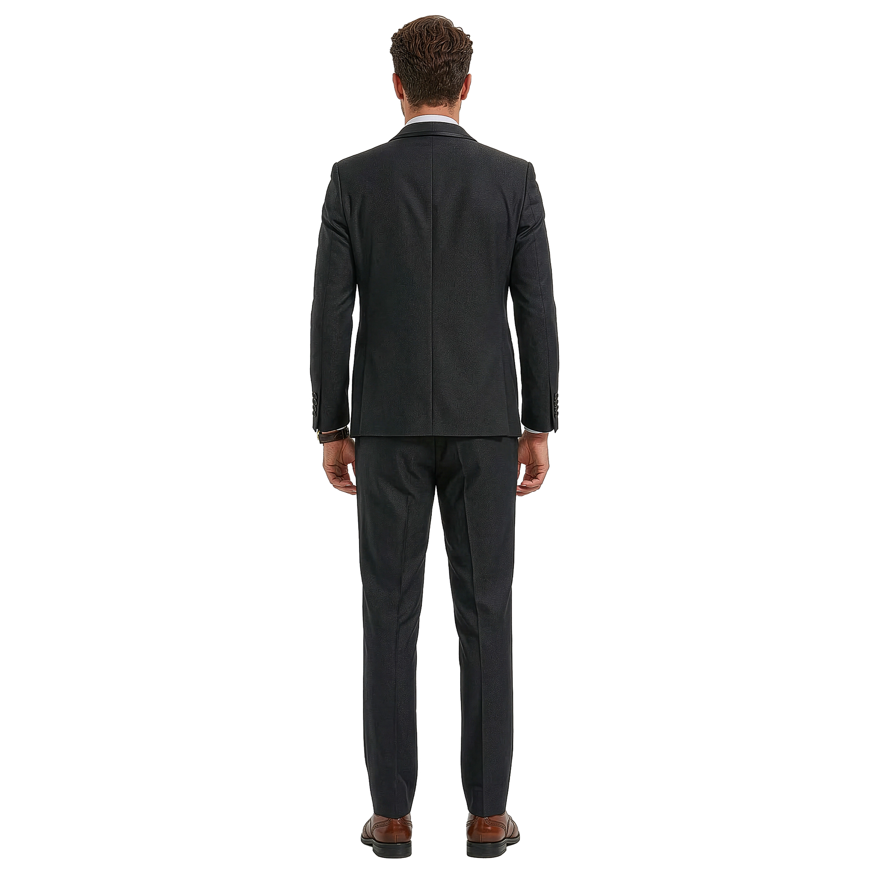 Tazzio Men's Skinny Fit 3-Piece Tuxedo Look Suit Set, Double Breasted Vest
