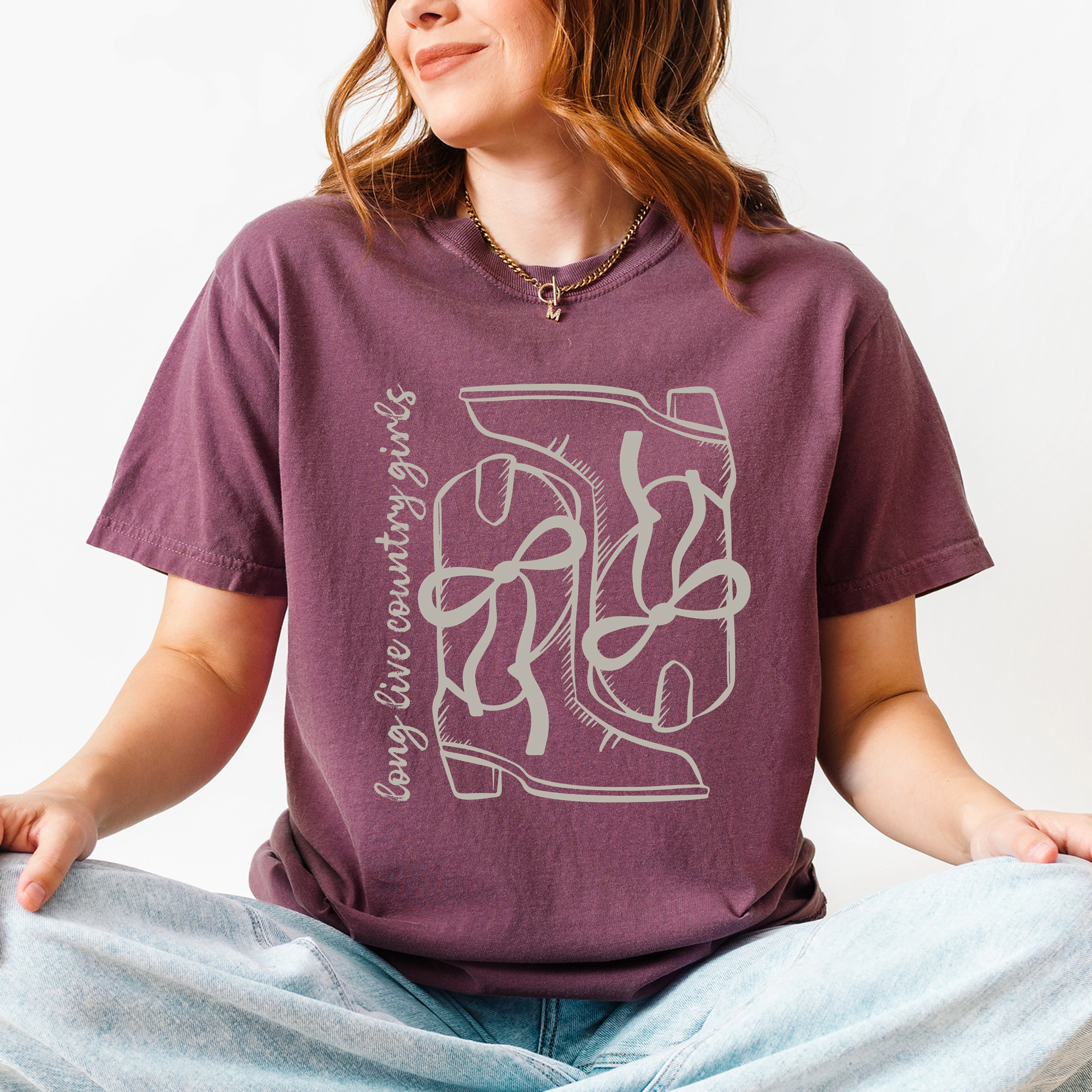 Simply Sage Market - Women's Garment Dyed Graphic T-Shirt Long Live Country Girls Boots