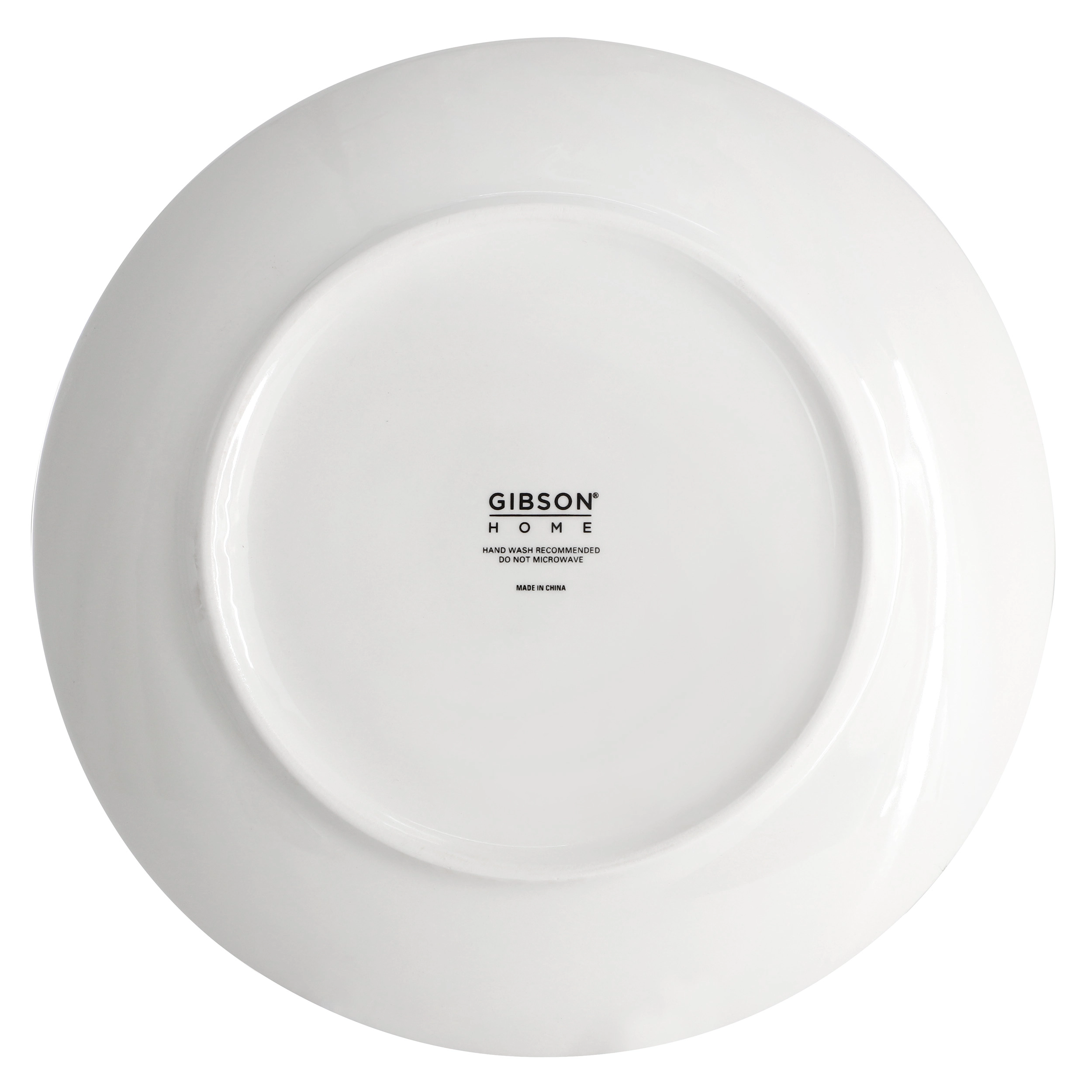Gibson Home Ogalla 4 Piece Fine Ceramic 10.5 Inch Dinner Plate Set in White with Gold Rim