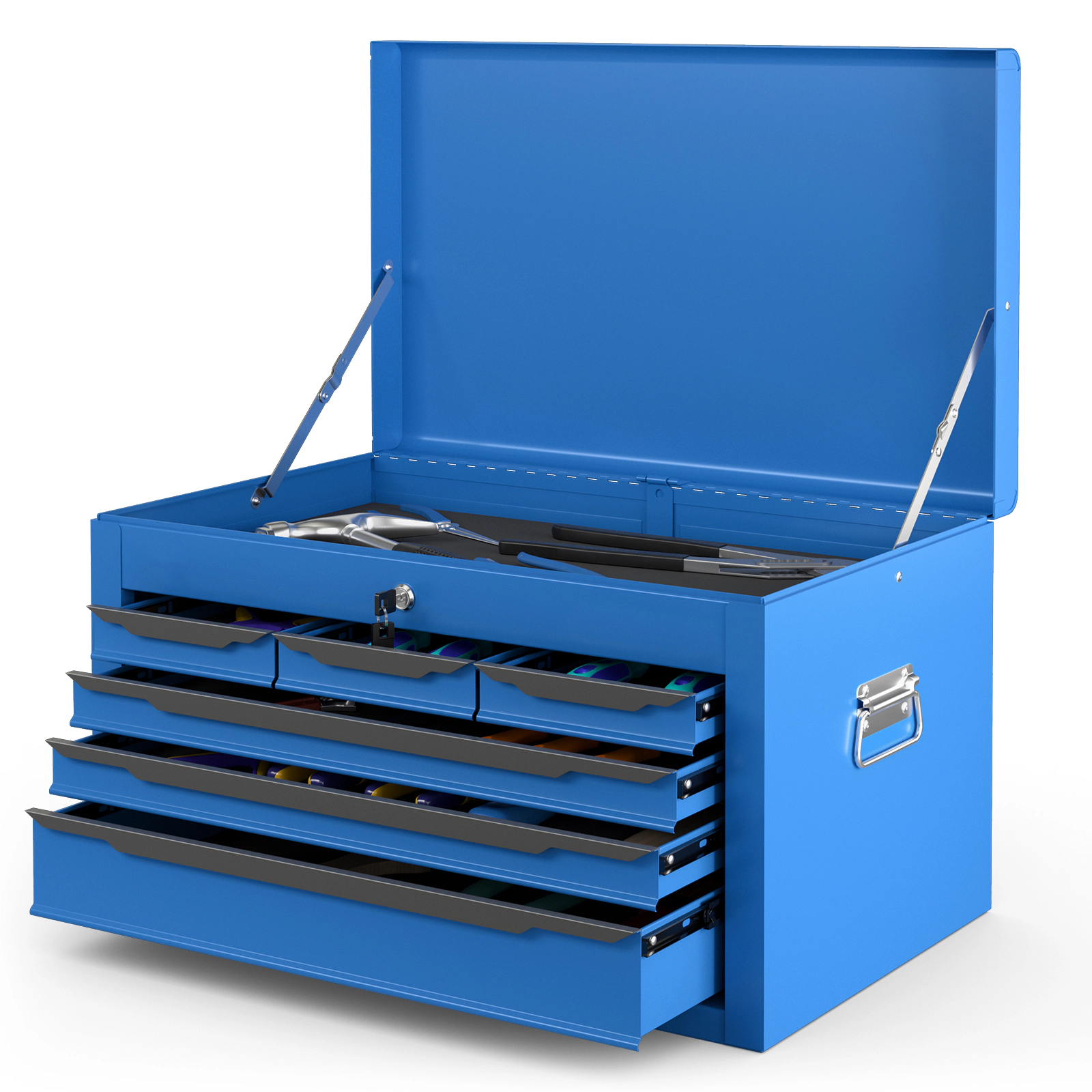 SUGIFT 24-in 6-Drawer 120-lb Capacity Portable Steel Tool Chest with Central Lock and Top Storage