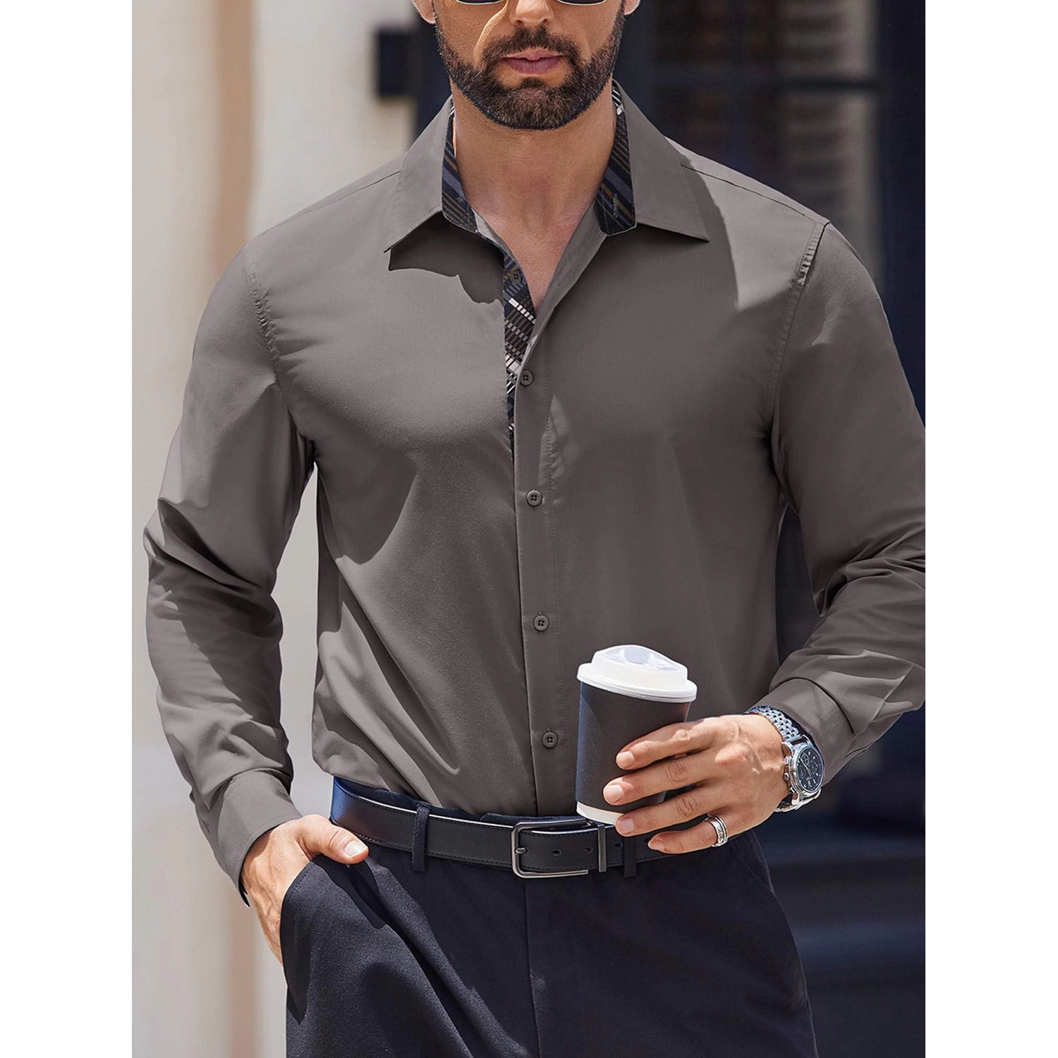 COOFANDY Mens Short Sleeve Henley Band Collar Button Shirt & Shorts 2 Piece Set