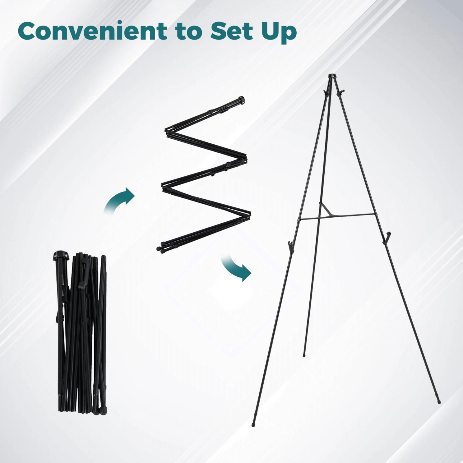 SUGIFT Black 6-Pack 65-in Metal Easel Stand with Carry Bags for Display and Signage 31-in W 25.5-in D